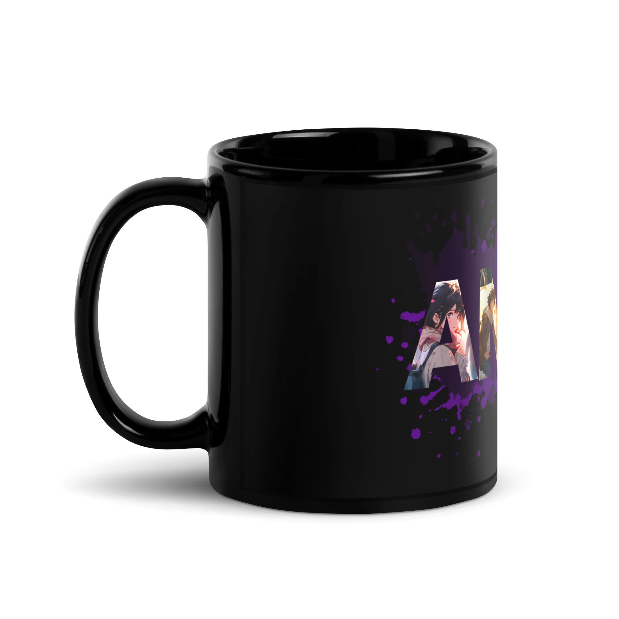 Anime ga Suki - I like Anime Black Glossy Mug - Image 3