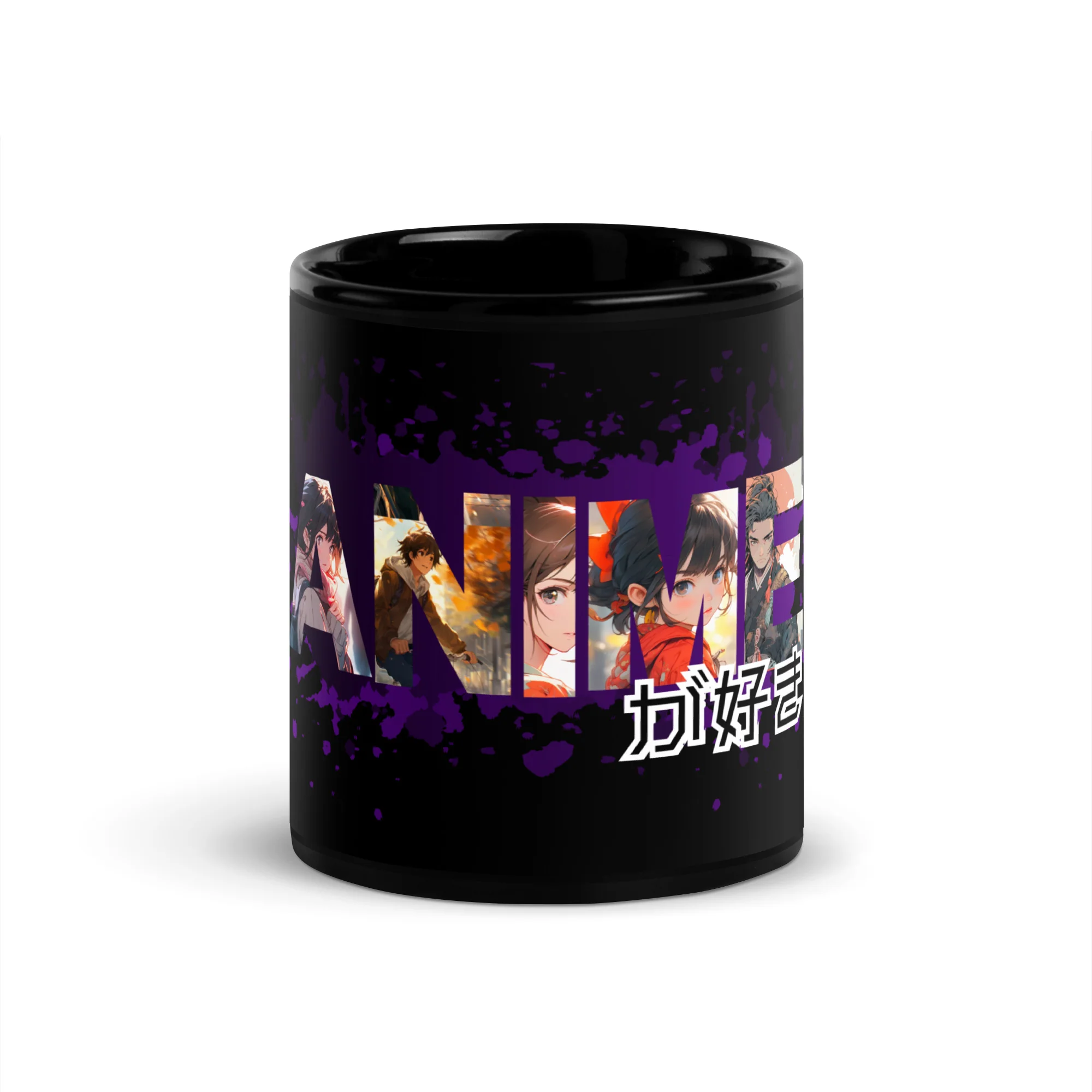 Anime ga Suki - I like Anime Black Glossy Mug - Image 4