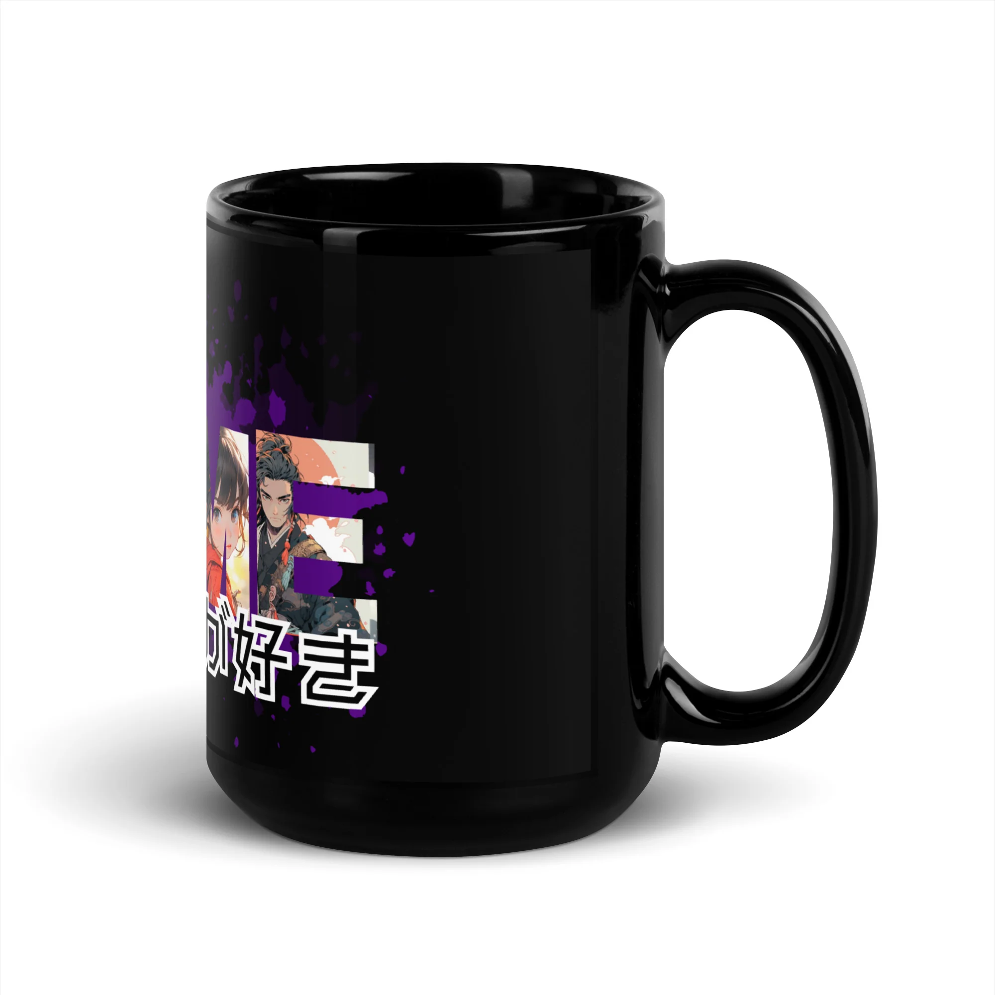 Anime ga Suki - I like Anime Black Glossy Mug - Image 6