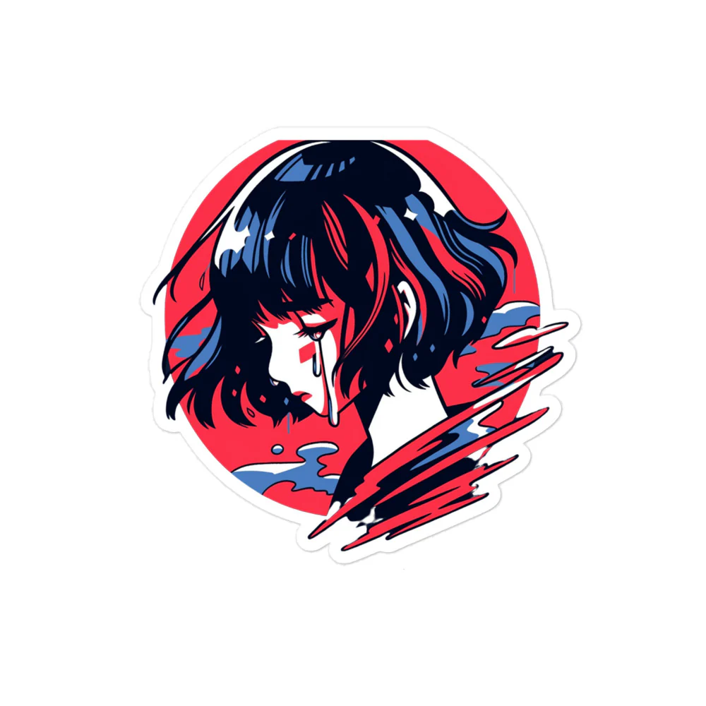Anime Girl in Tragedy Sticker - Image 2