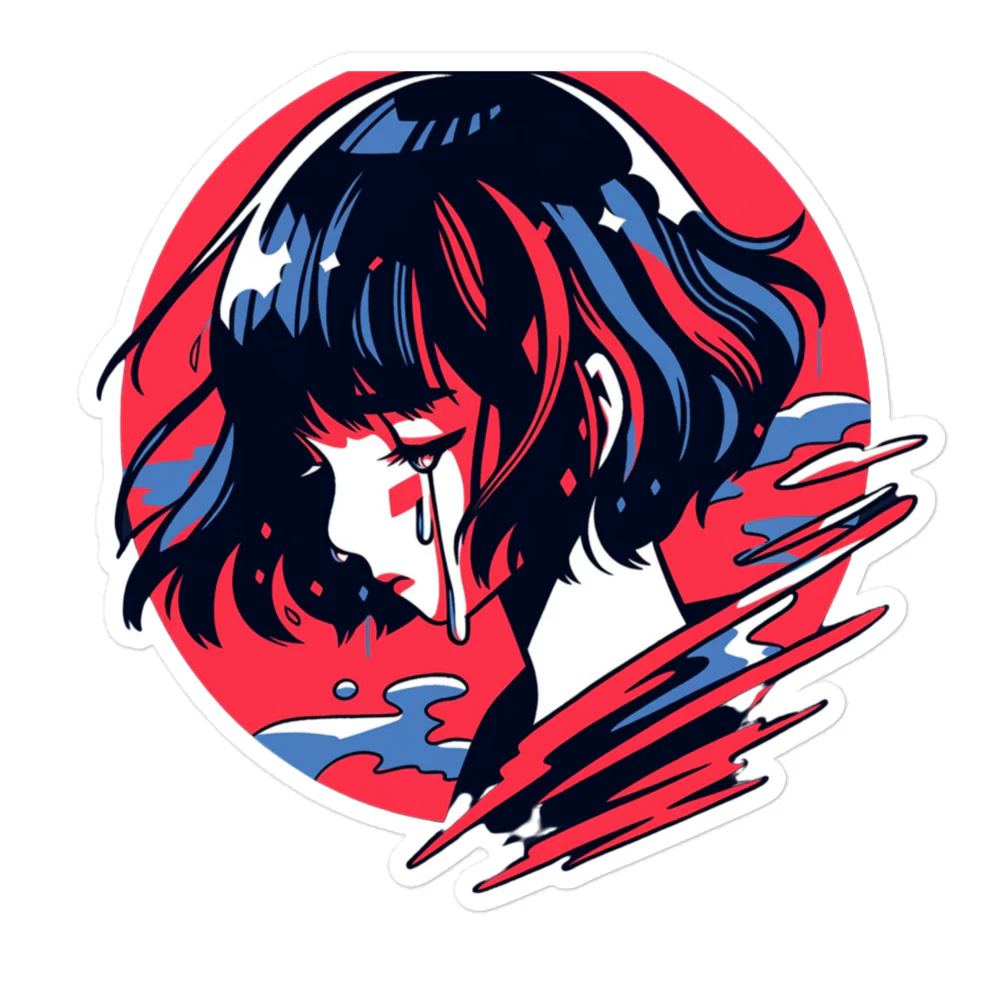 Anime Girl in Tragedy Sticker - Image 3
