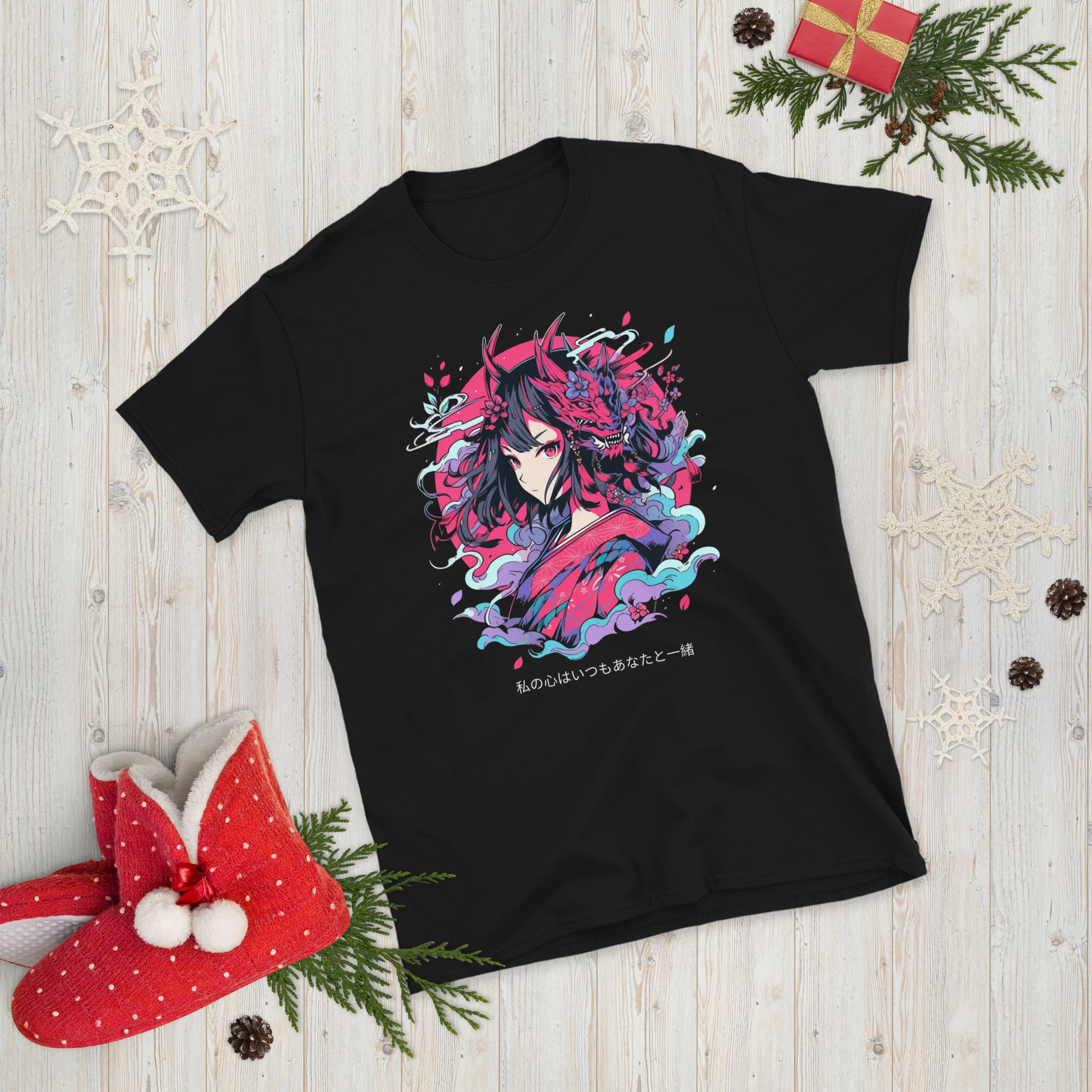 Anime Girl with Dragon Mask T-Shirt - Image 4