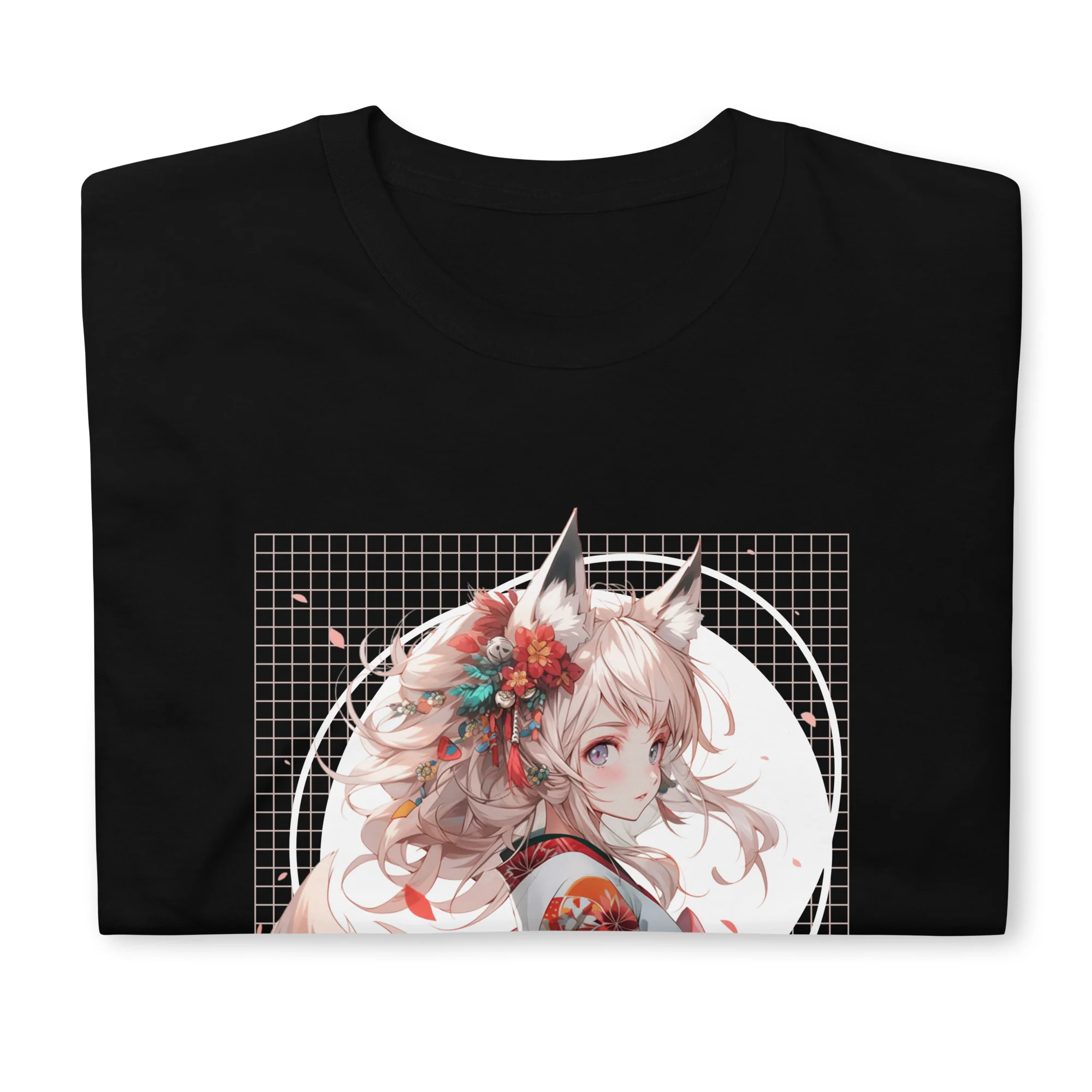 Anime Kitsune Girl: Kimono Glam T-Shirt - Image 2
