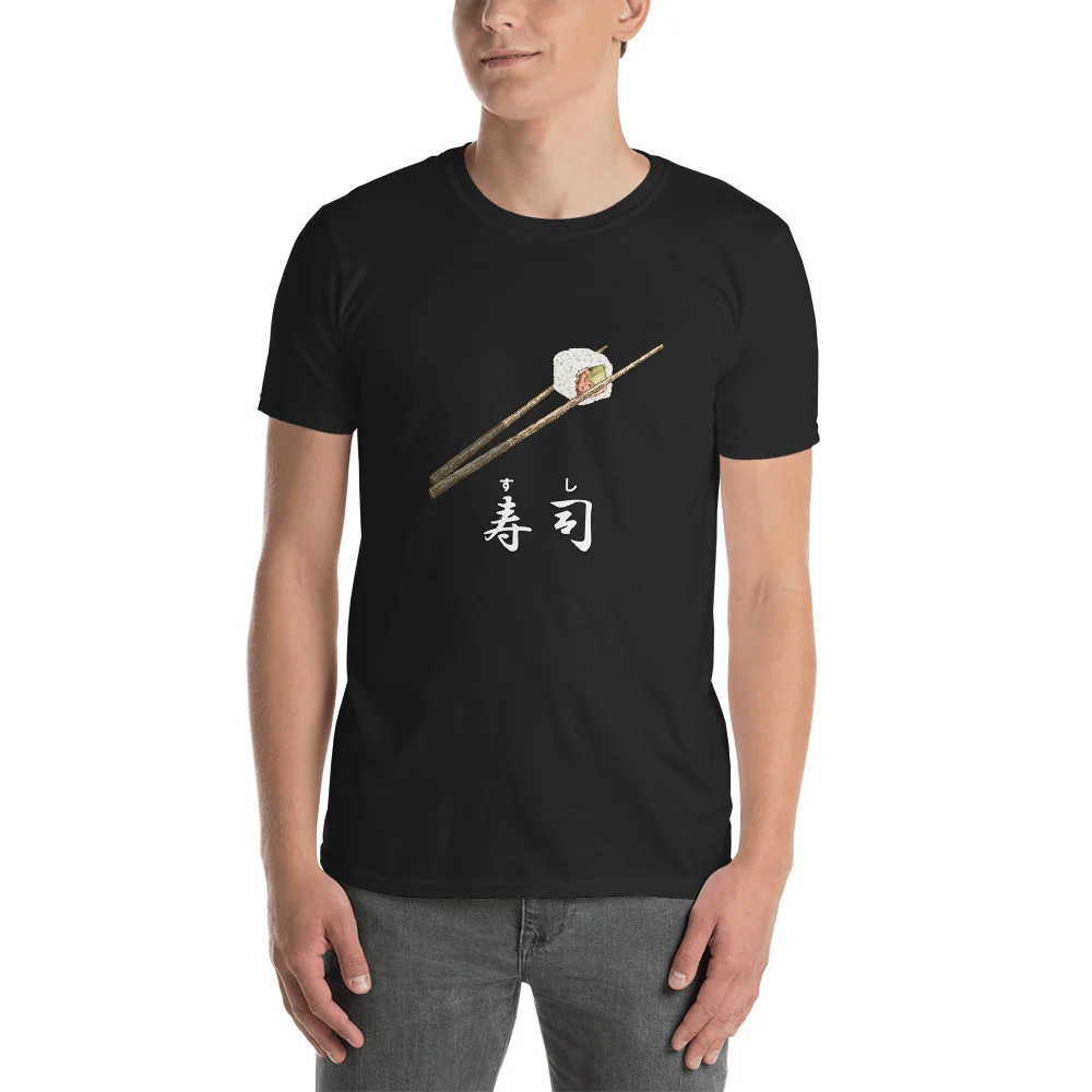 California Sushi Roll on Chopsticks T-Shirt. Short-Sleeve Unisex T-Shirt