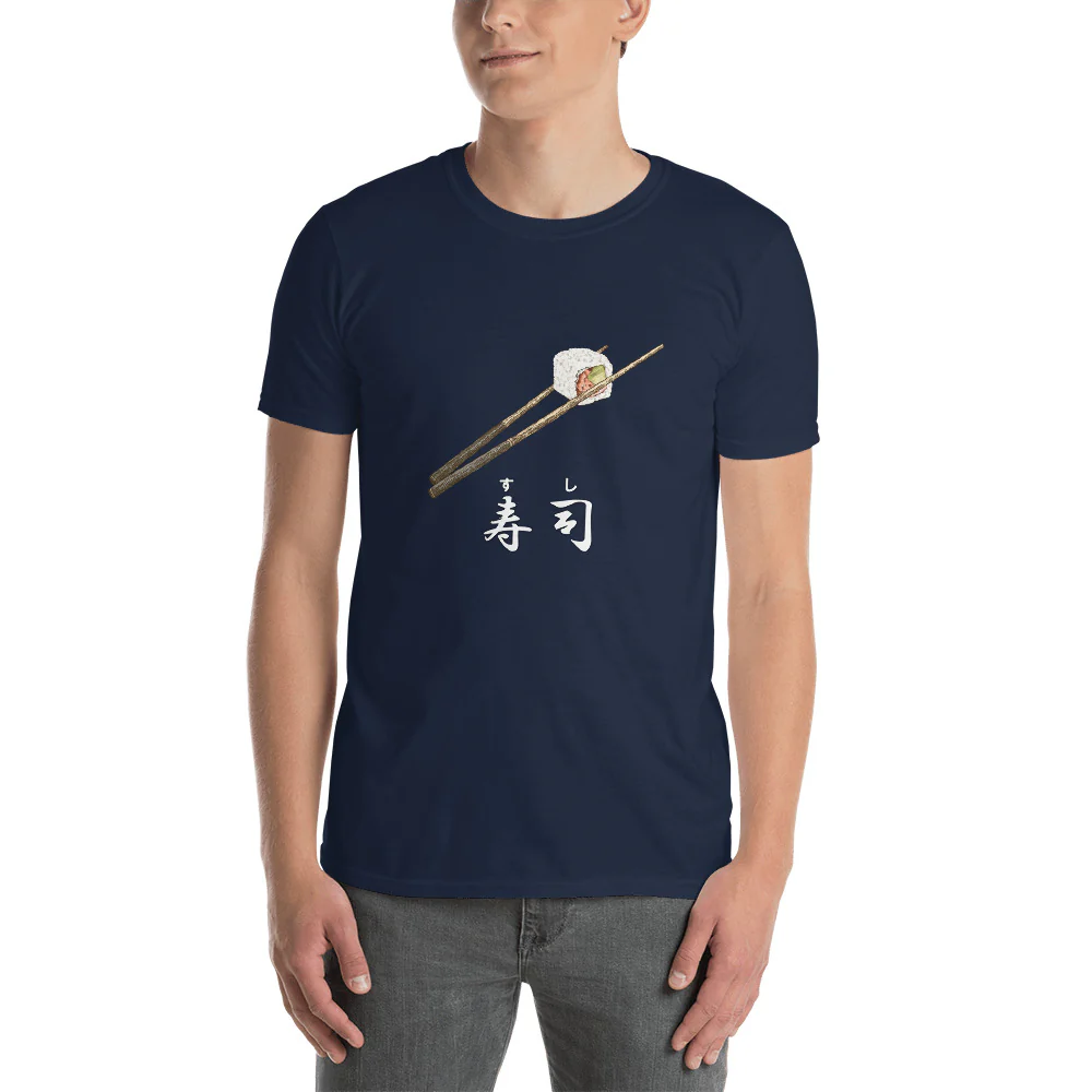 California Sushi Roll on Chopsticks T-Shirt. Short-Sleeve Unisex T-Shirt - Image 2