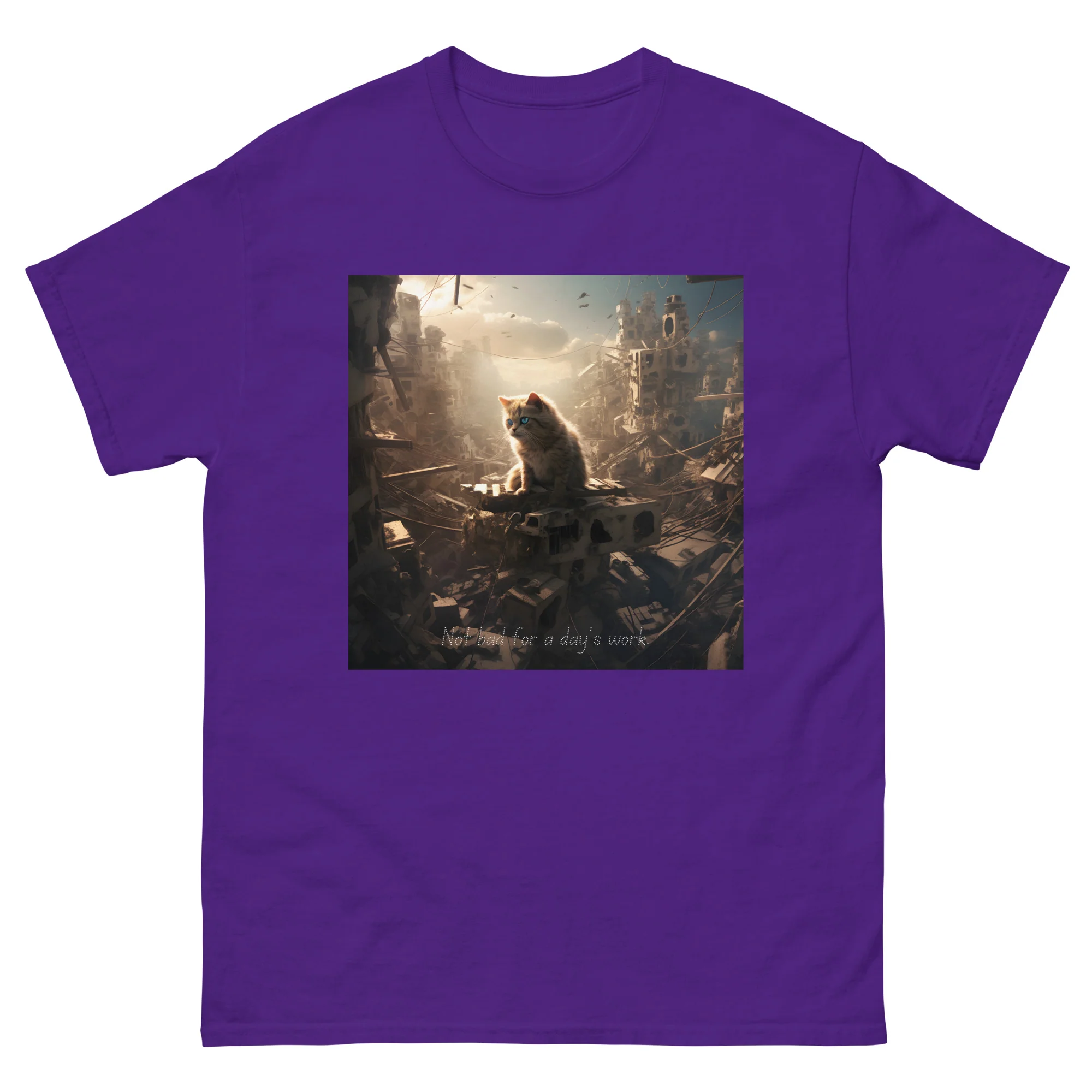 Cat Apocalypse Not Bad for a Day's Work T-Shirt - Image 4