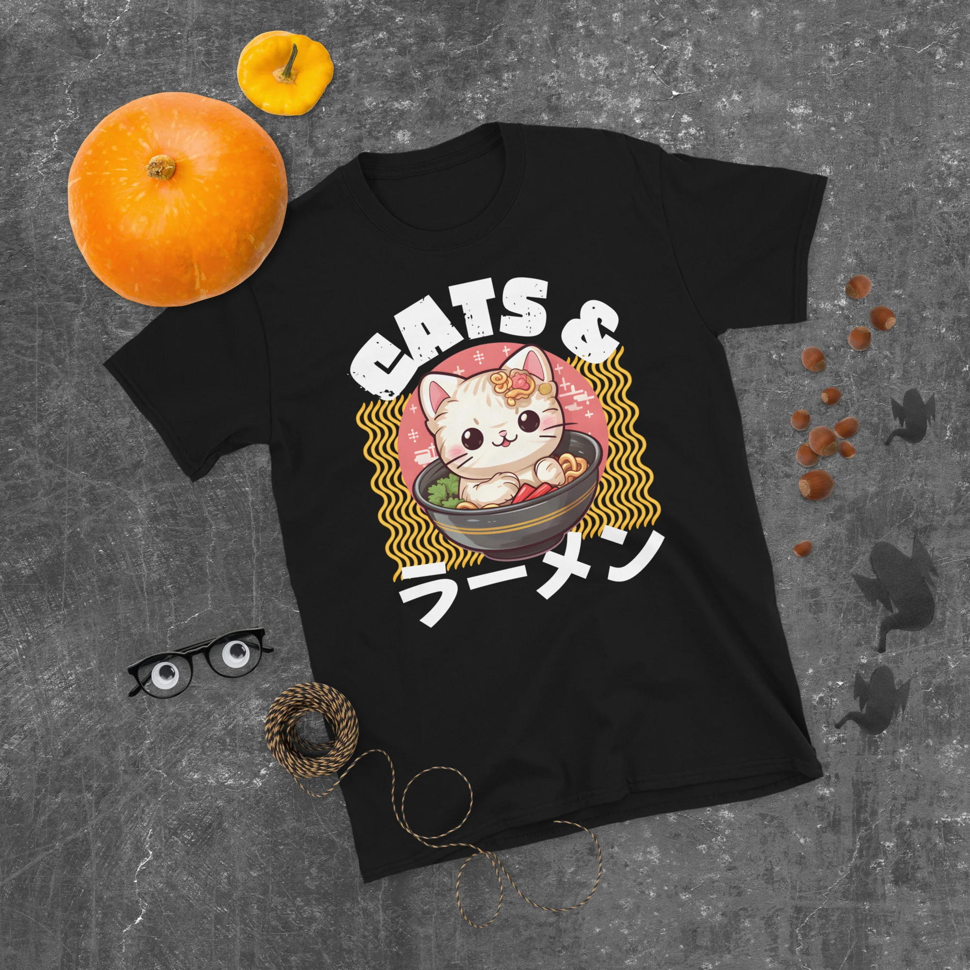 Cats and Ramen Japanese Aesthetic Kawaii T-Shirt - Image 4