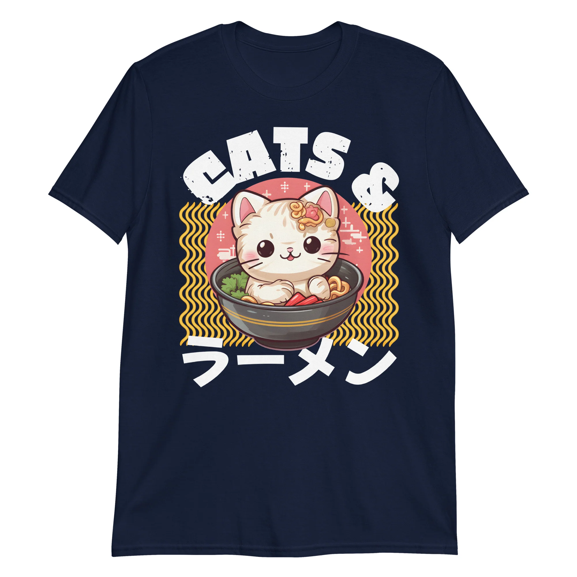 Cats and Ramen Japanese Aesthetic Kawaii T-Shirt - Image 5