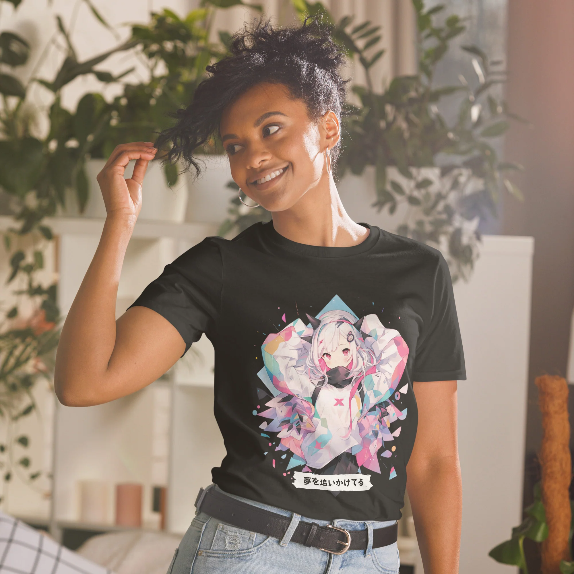 Chasing Dreams Geometric Anime T-Shirt - Image 2