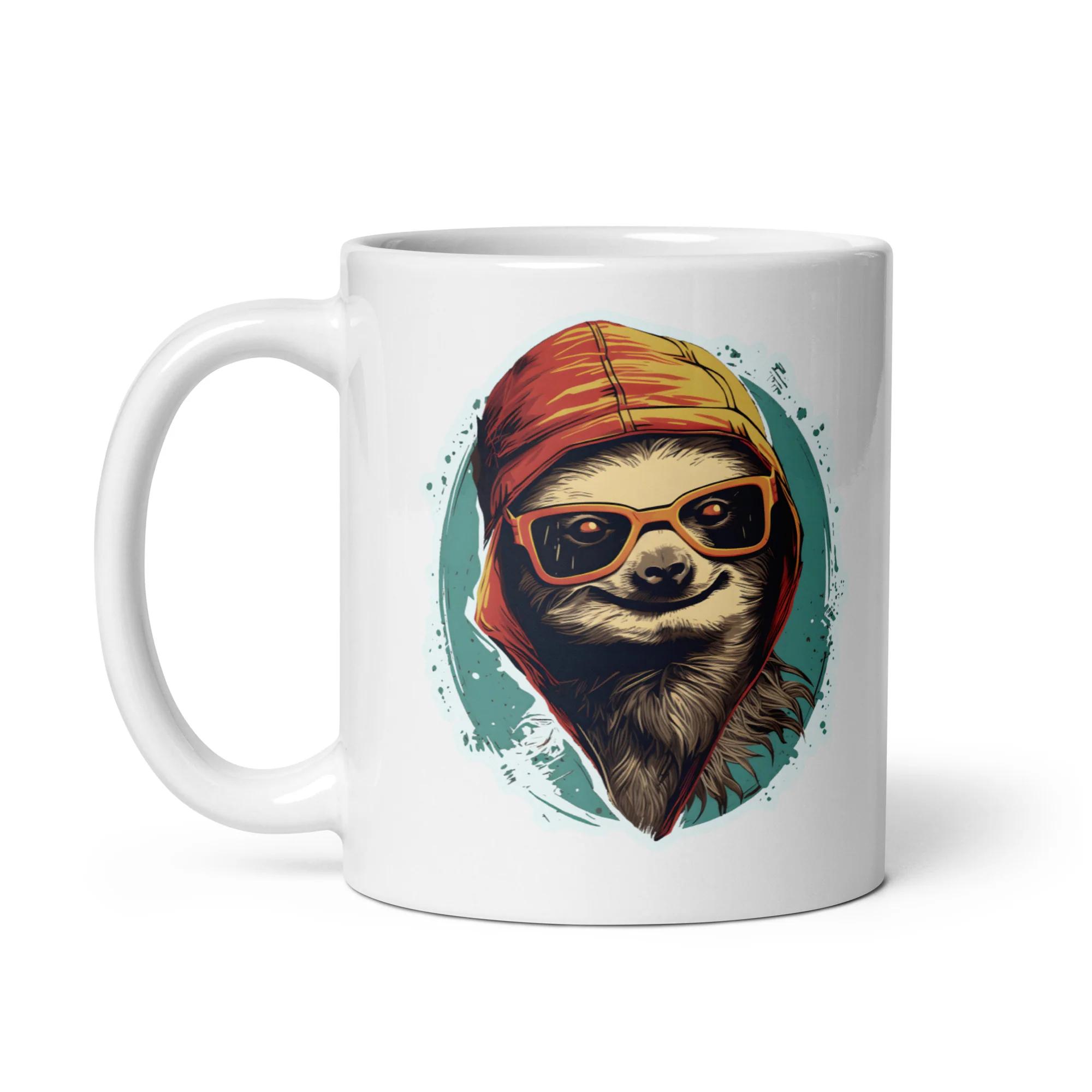 Chill Sloth: Hoodie & Shades Edition White Mug - Image 2