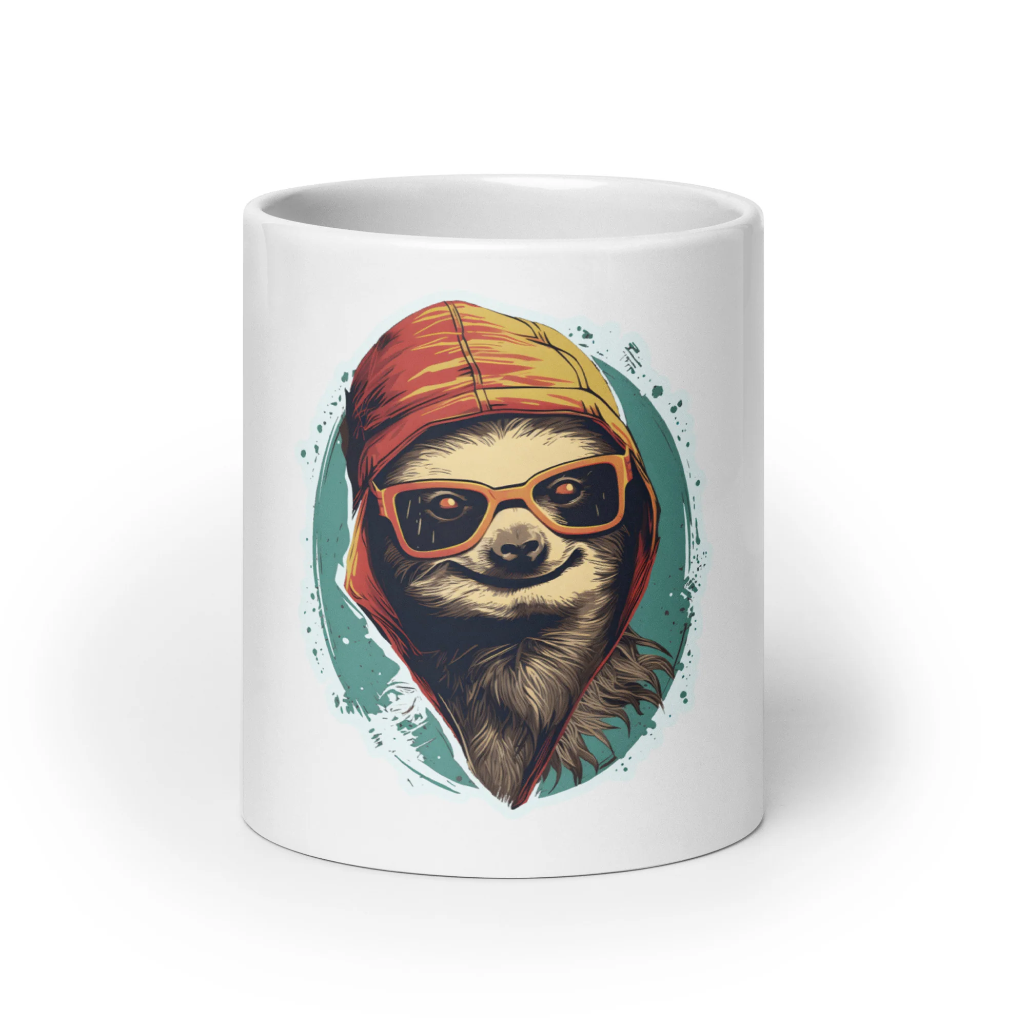 Chill Sloth: Hoodie & Shades Edition White Mug - Image 9