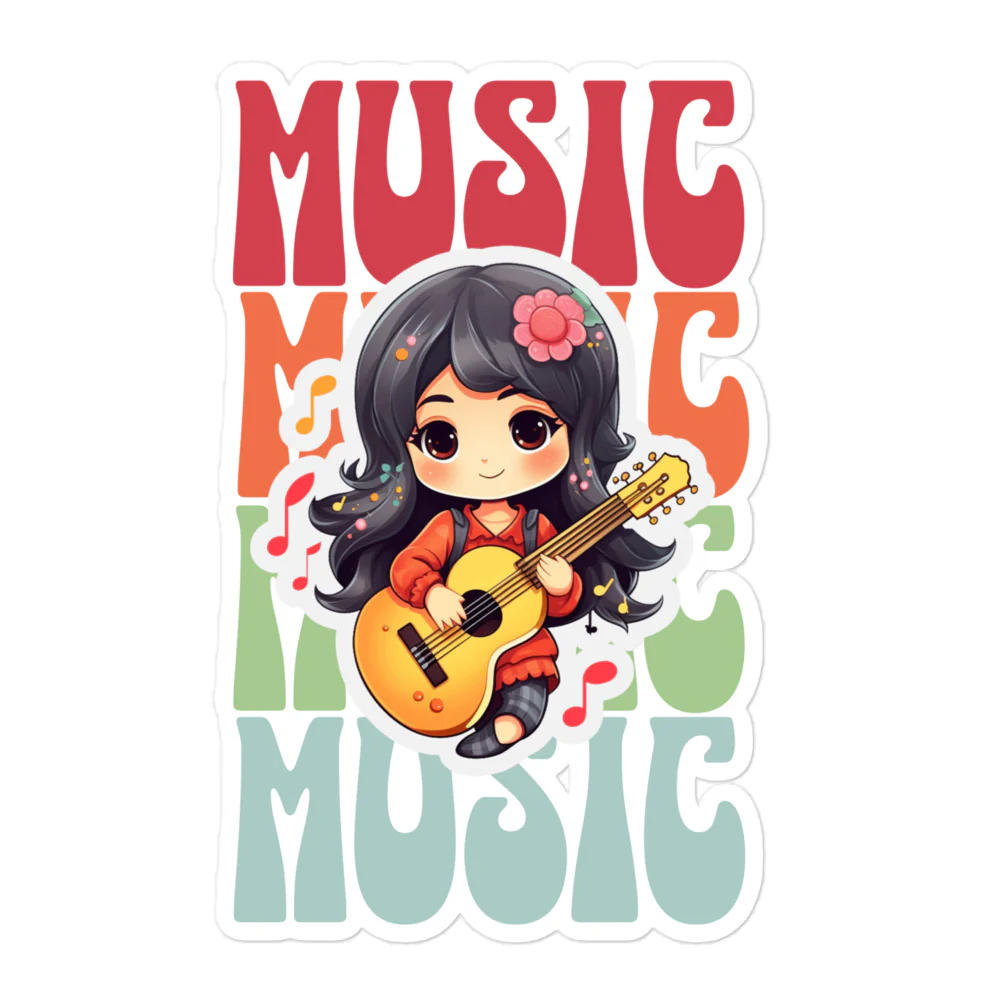 Colorful Music: Guitar Girl Sticker - Image 3