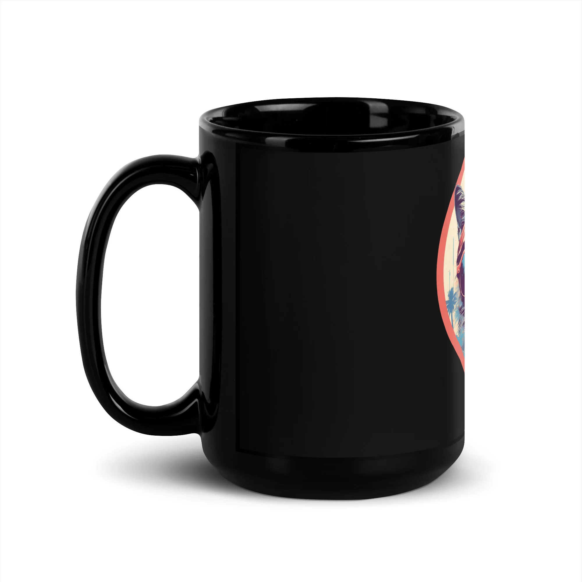 Cool Cat Groove: Vintage Style Black Mug - Image 4