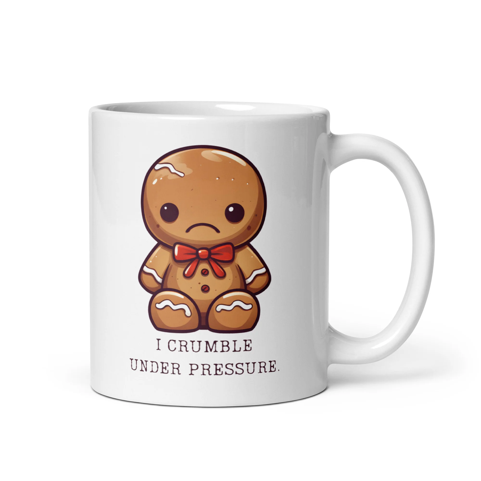 Crumble with Pressure: Sad Gingerbread White Mug