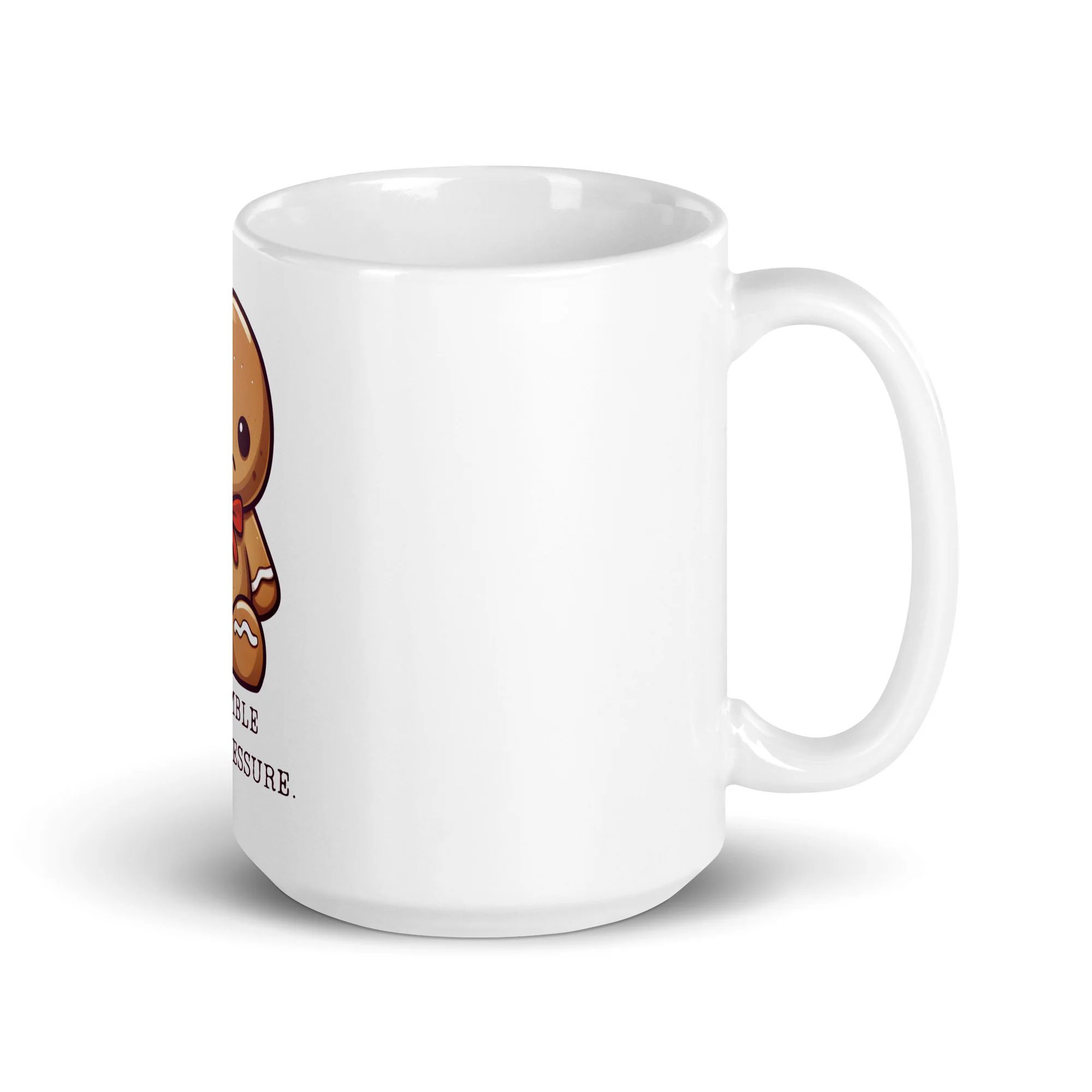 Crumble with Pressure: Sad Gingerbread White Mug - Image 4