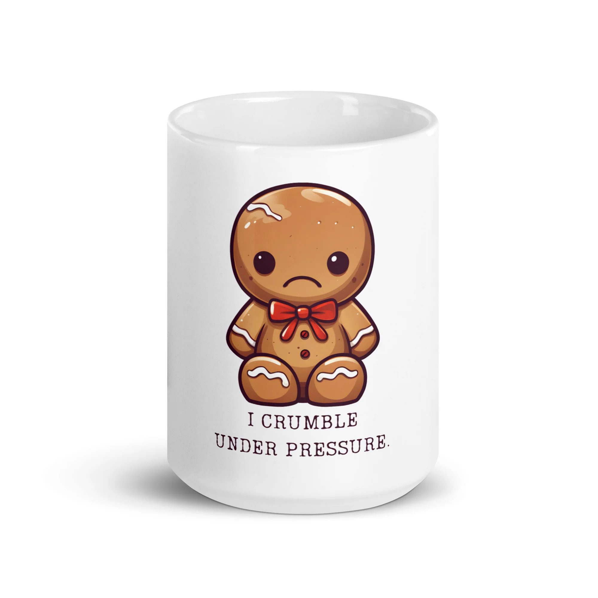 Crumble with Pressure: Sad Gingerbread White Mug - Image 6