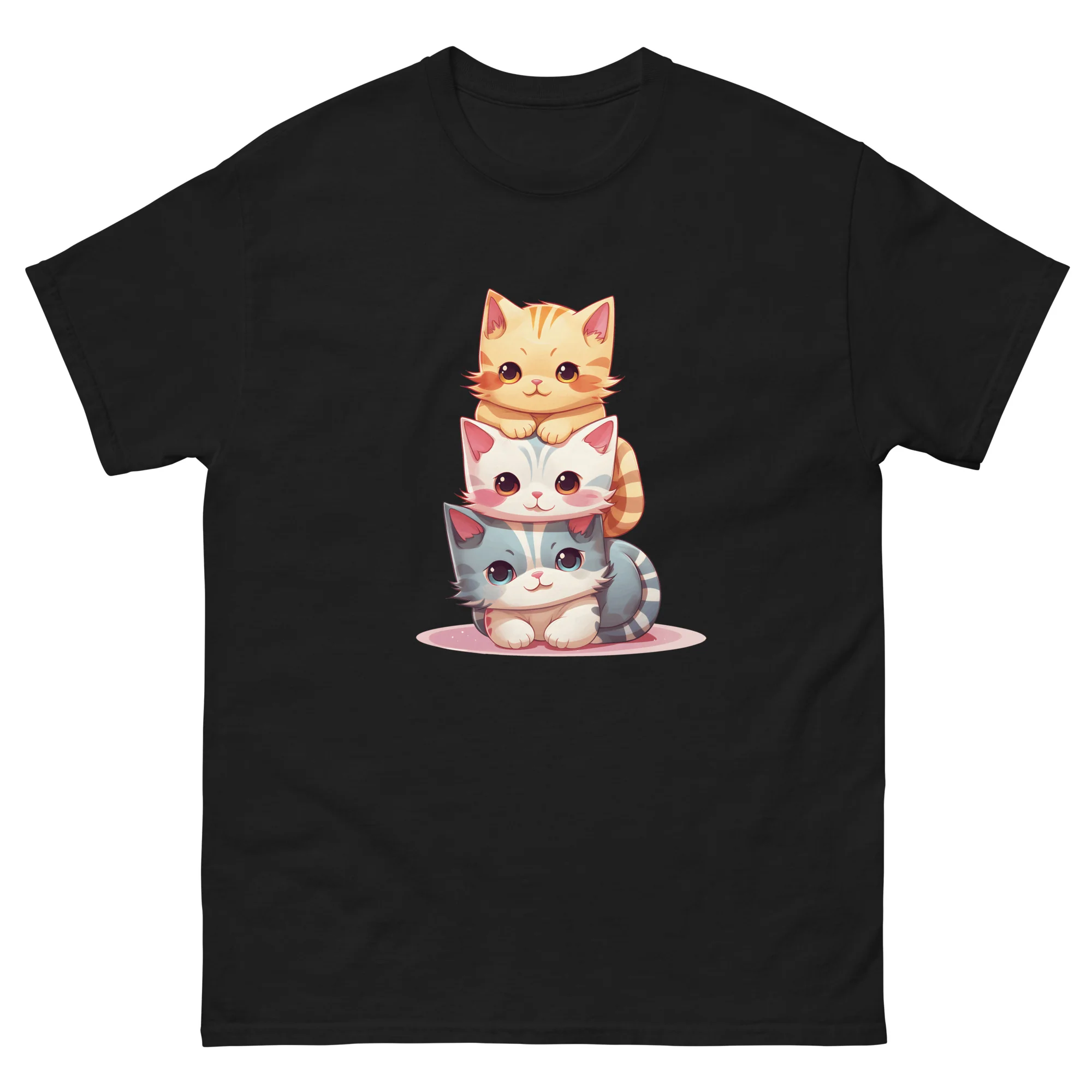 Cute Kawaii Cat Pile Stackable Cats T-Shirt - Image 2