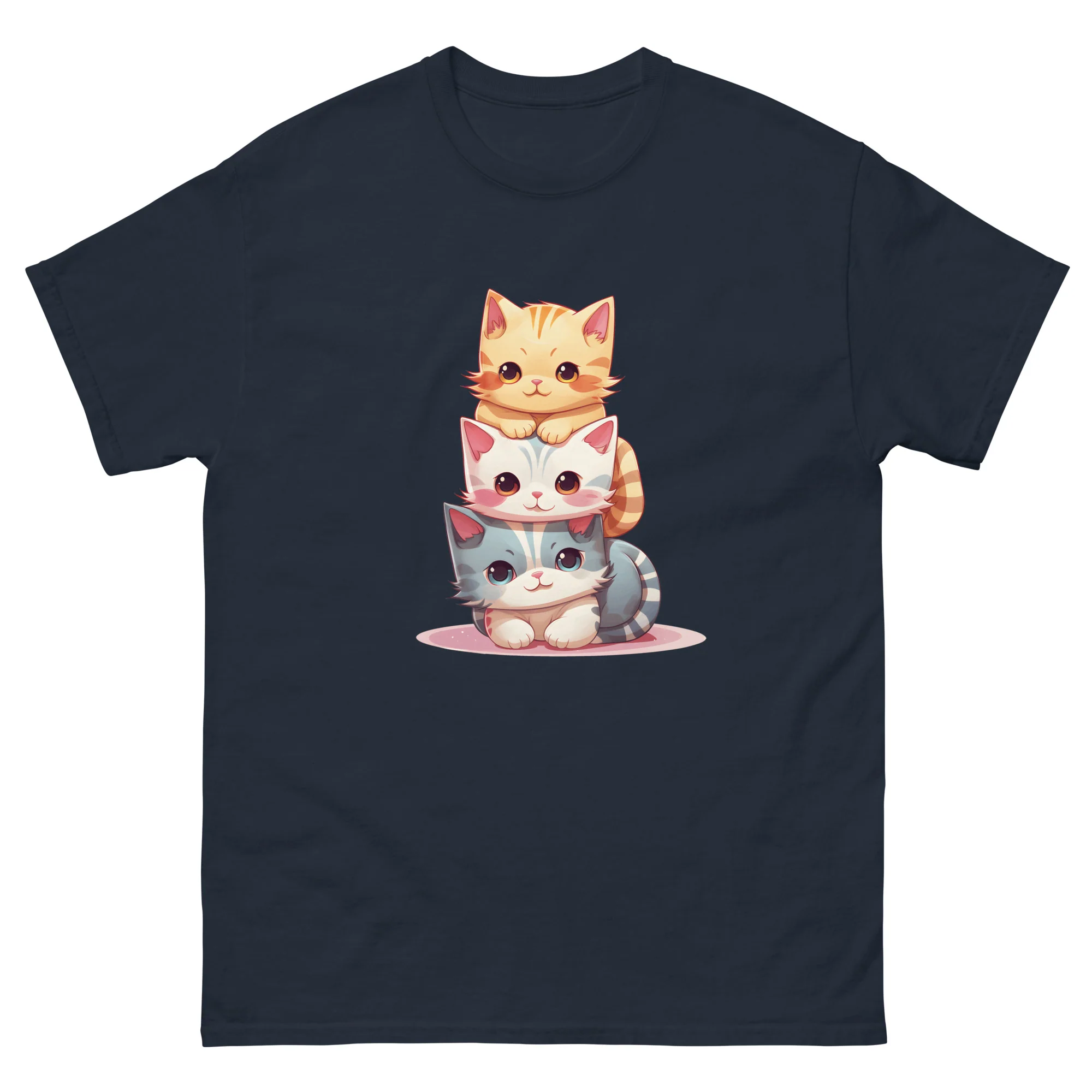 Cute Kawaii Cat Pile Stackable Cats T-Shirt - Image 3