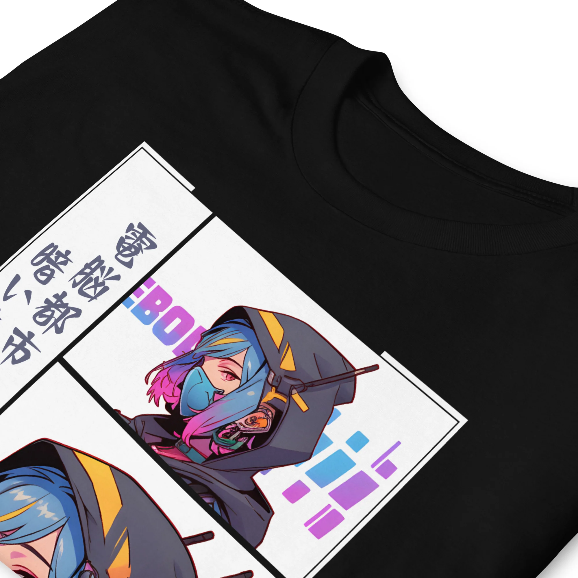 Cyberpunk Anime Girl from Neo Tokyo T-Shirt - Image 2