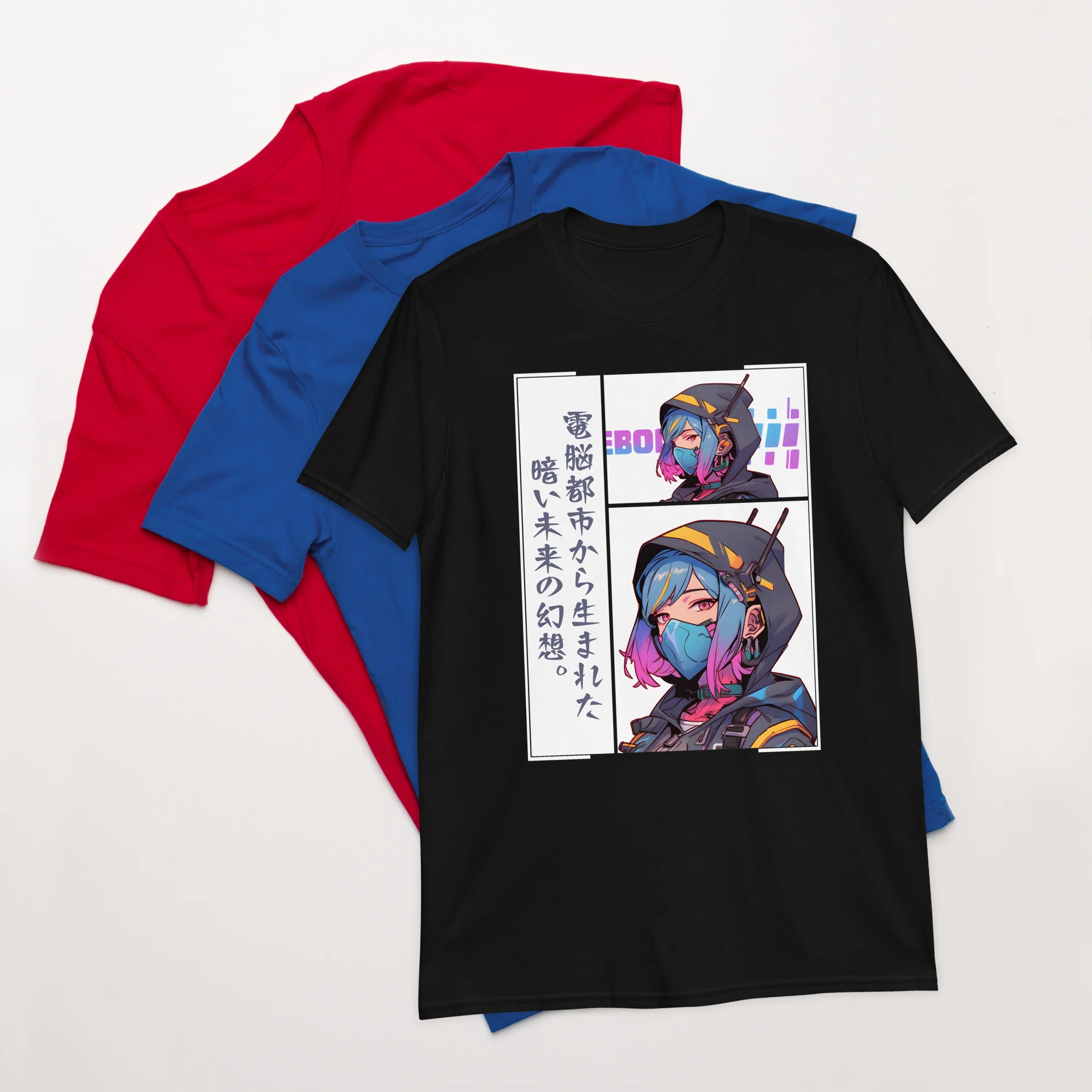 Cyberpunk Anime Girl from Neo Tokyo T-Shirt - Image 3