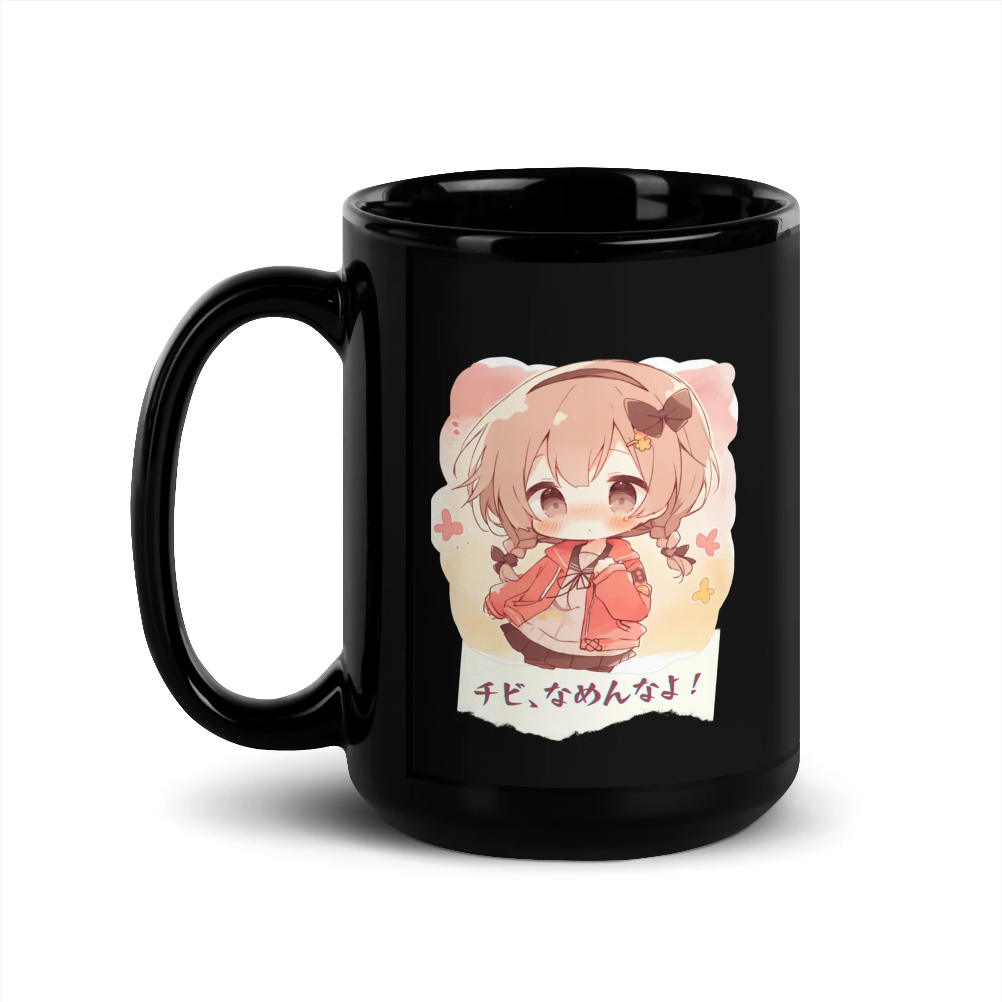 Don't Underestimate Me cause I'm small チビ、なめんなよ！ Black Glossy Mug - Image 2