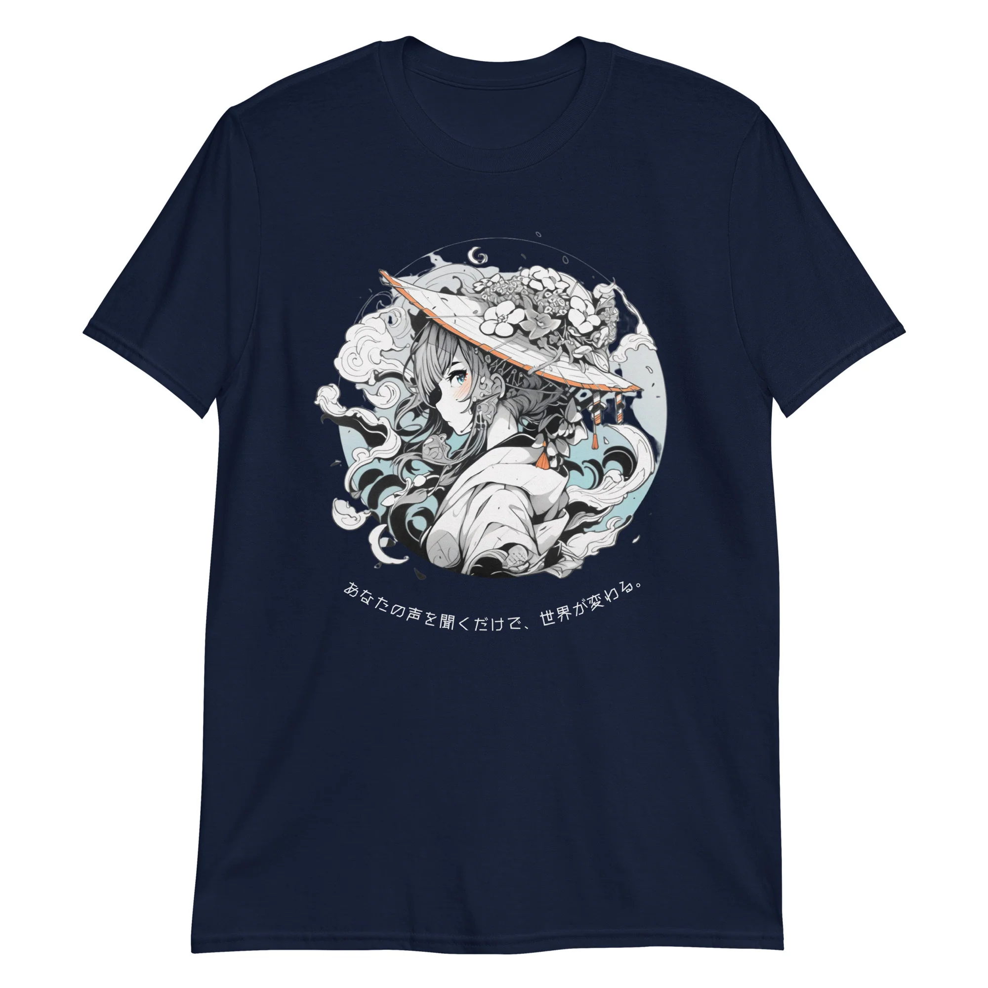 Elegant Anime Lady with Abstract Shapes T-Shirt - Image 5