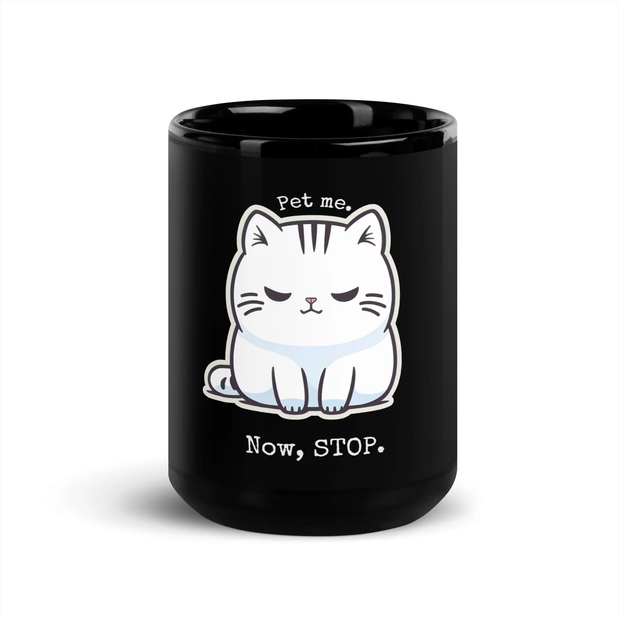 Fickle Feline: Pet Me, Now Stop Cat Black Mug - Image 6