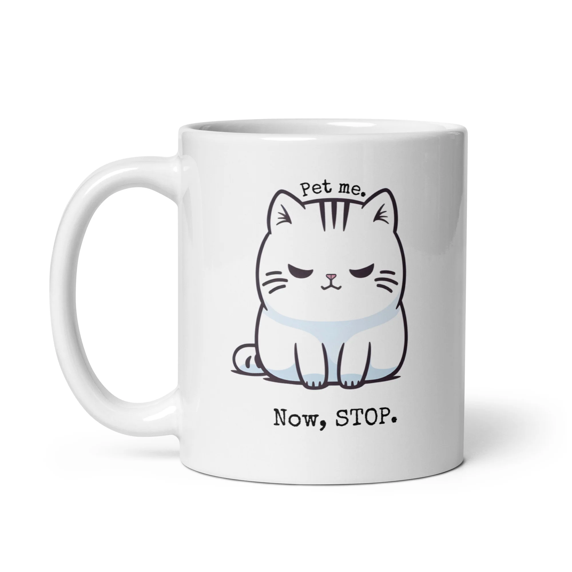 Fickle Feline: Pet Me, Now Stop Cat White Mug - Image 2
