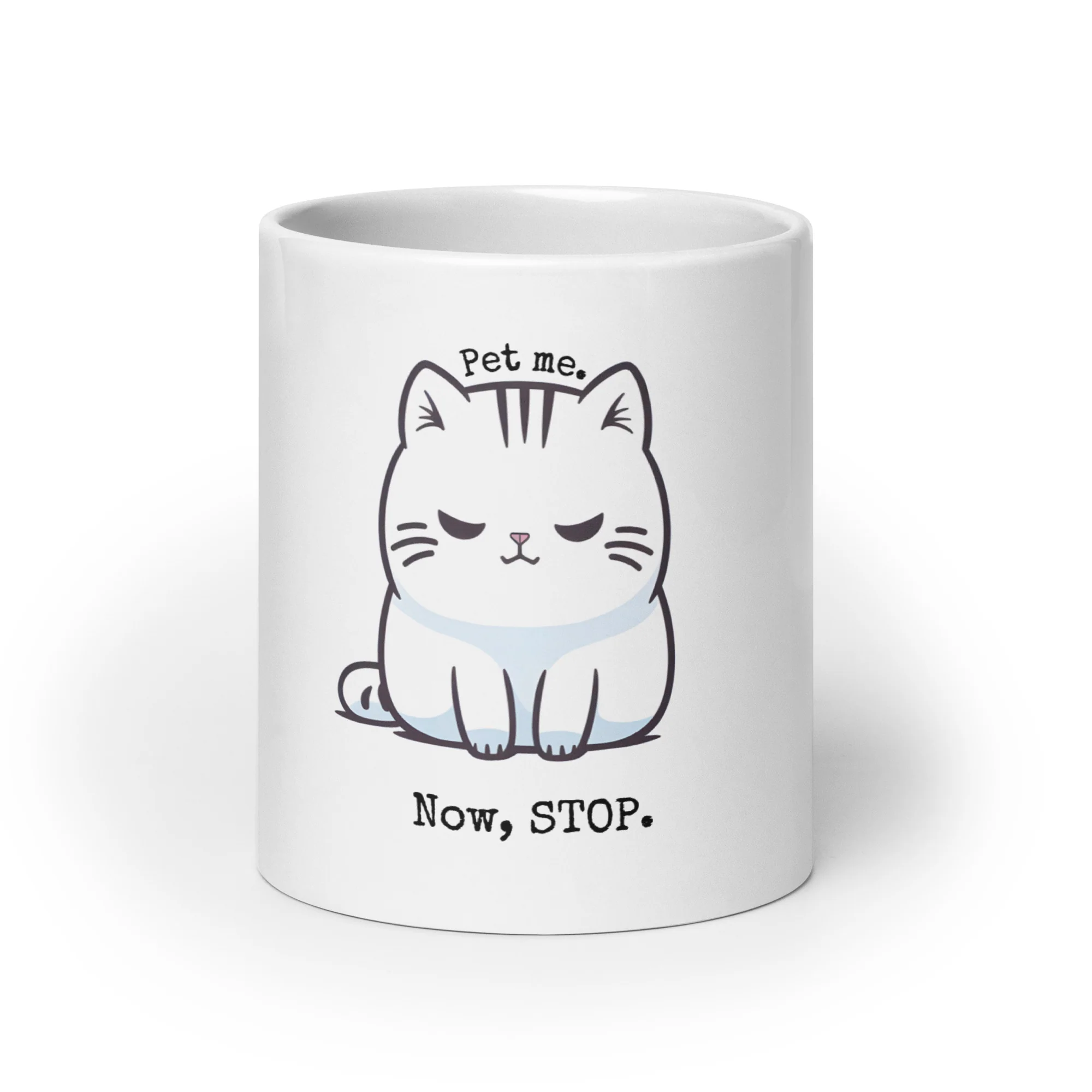Fickle Feline: Pet Me, Now Stop Cat White Mug - Image 9