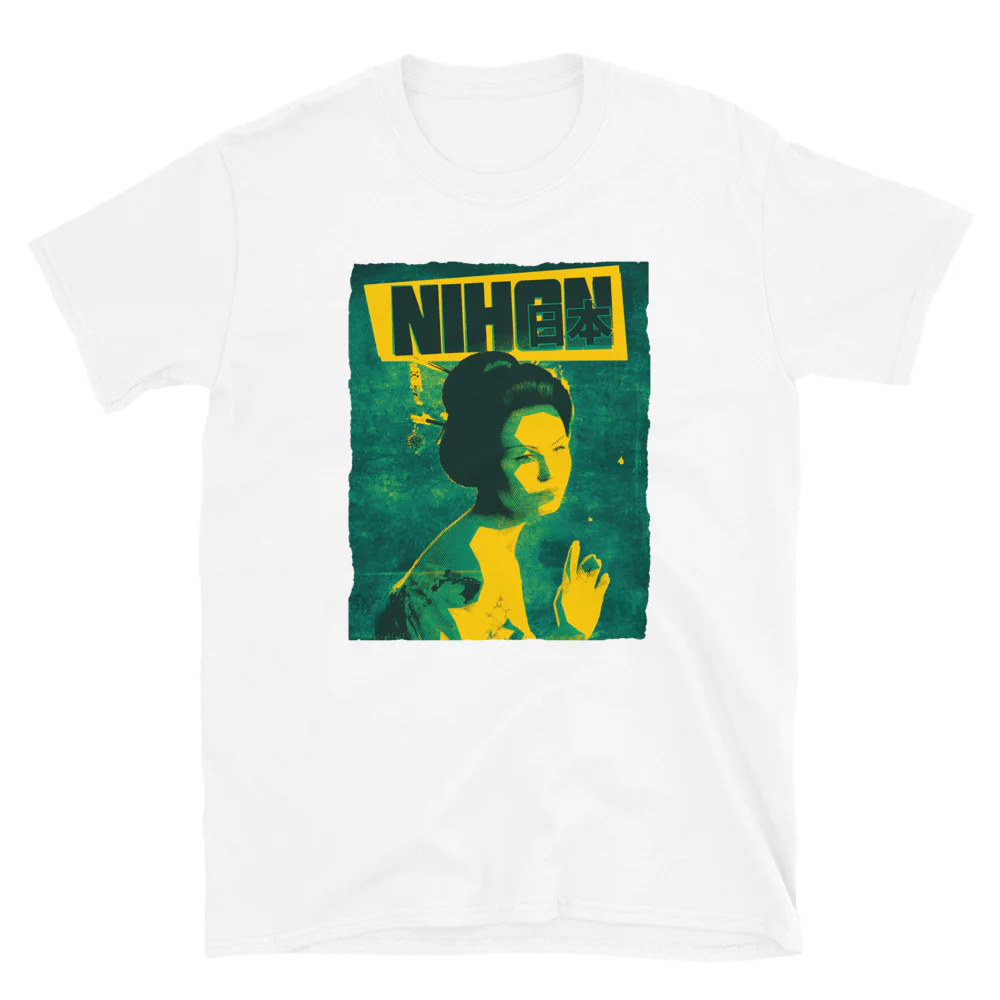 Geisha Nihon Japanese Design with Nihon and Japanese Characters Short-Sleeve Unisex T-Shirt - Image 5