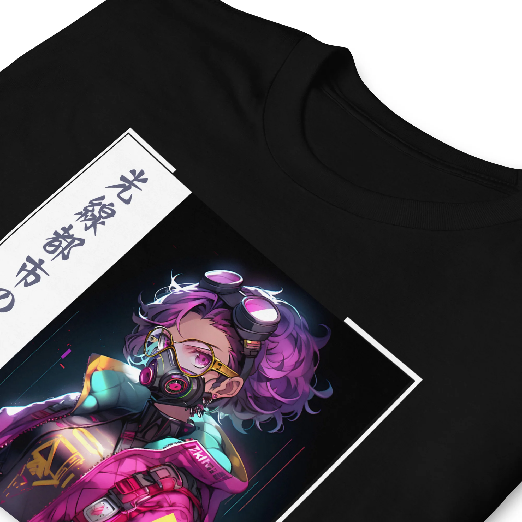 Gritty Tokyo Cyberpunk Anime Girl T-Shirt - Image 2