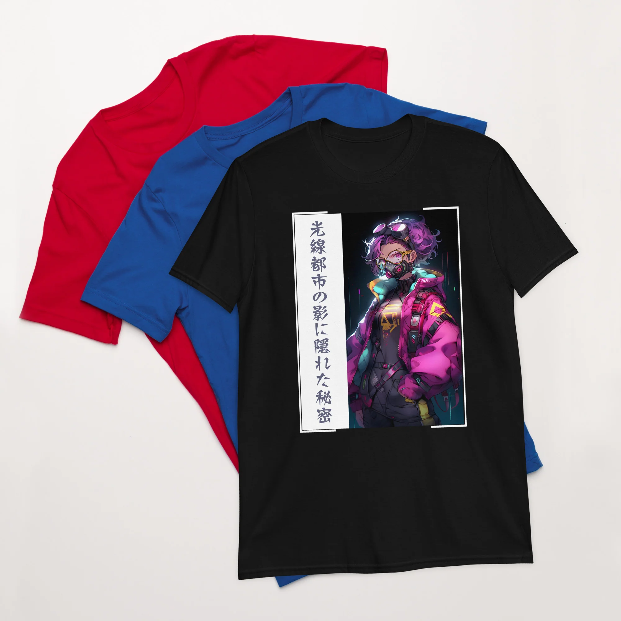 Gritty Tokyo Cyberpunk Anime Girl T-Shirt - Image 3