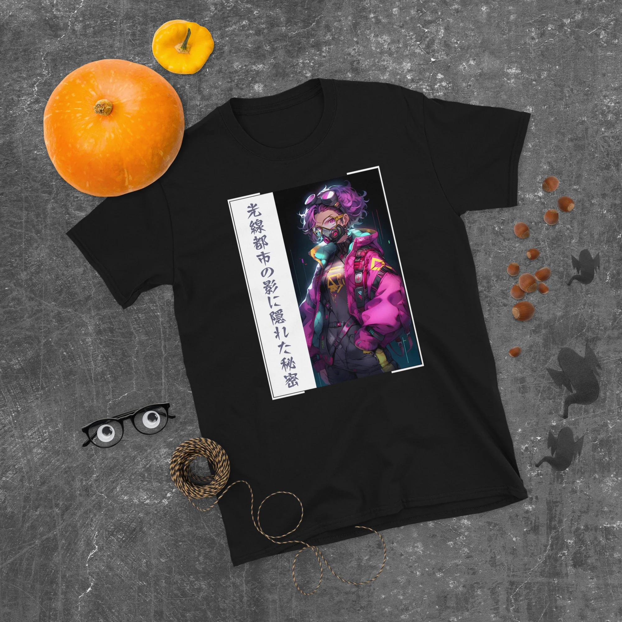 Gritty Tokyo Cyberpunk Anime Girl T-Shirt - Image 4