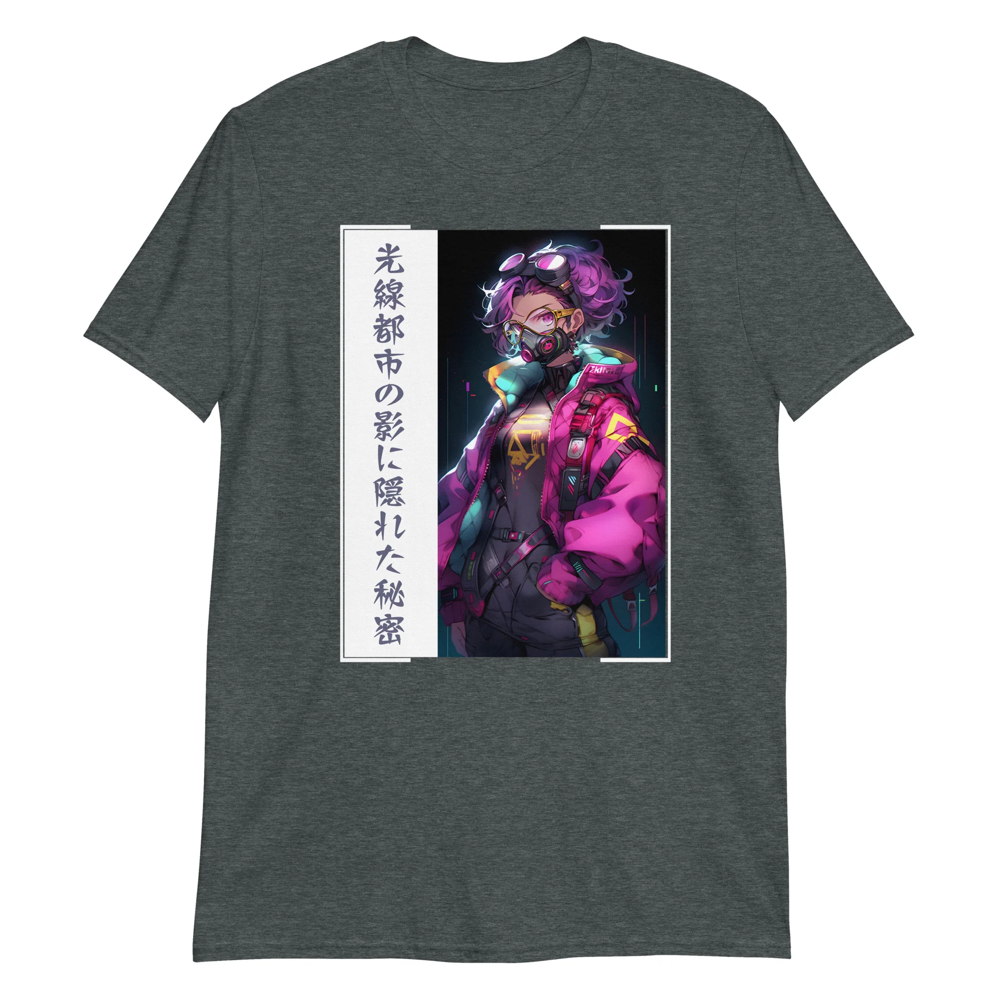 Gritty Tokyo Cyberpunk Anime Girl T-Shirt - Image 6