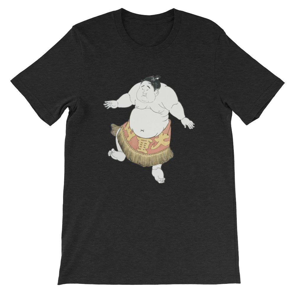 Happy Sumo Wrestler Dance Japanese Themed Ukiyoe Shirt Short-Sleeve Unisex T-Shirt - Image 3