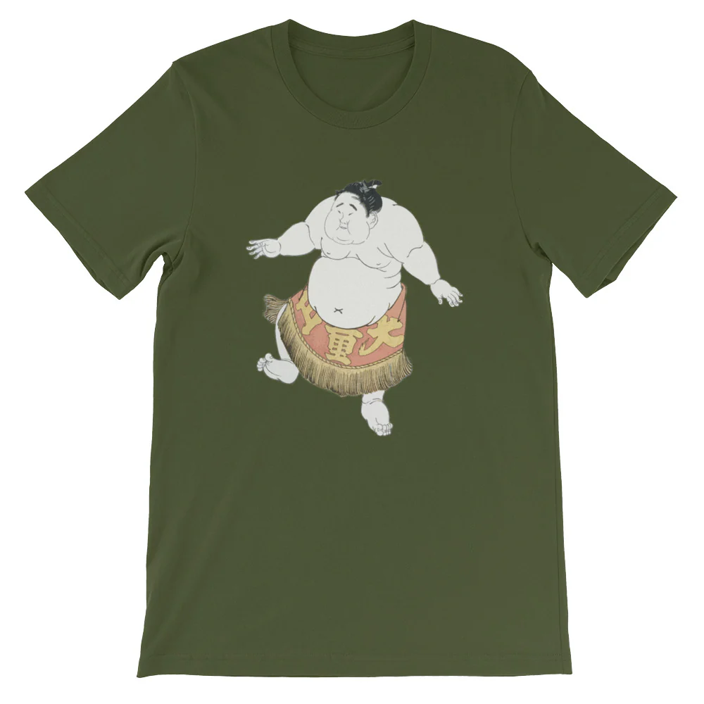 Happy Sumo Wrestler Dance Japanese Themed Ukiyoe Shirt Short-Sleeve Unisex T-Shirt - Image 4