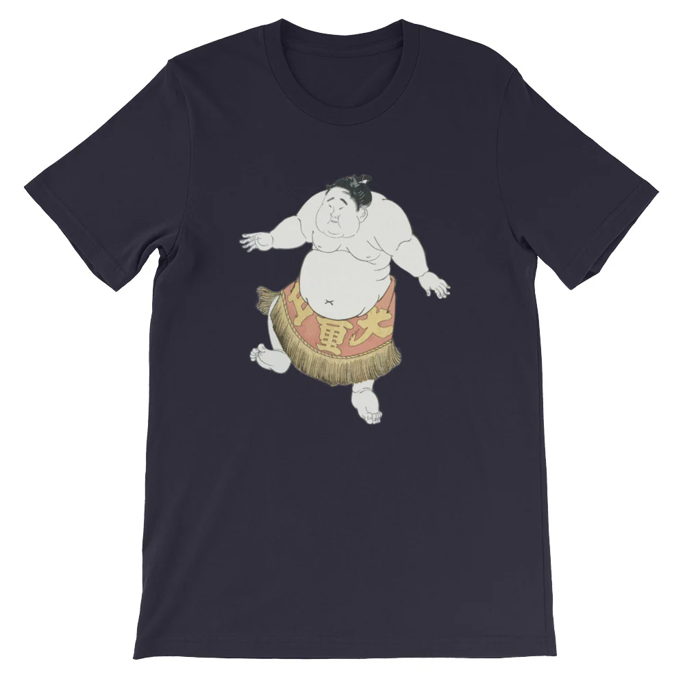 Happy Sumo Wrestler Dance Japanese Themed Ukiyoe Shirt Short-Sleeve Unisex T-Shirt - Image 5