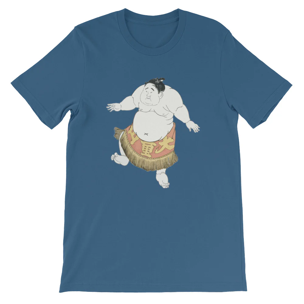 Happy Sumo Wrestler Dance Japanese Themed Ukiyoe Shirt Short-Sleeve Unisex T-Shirt - Image 7