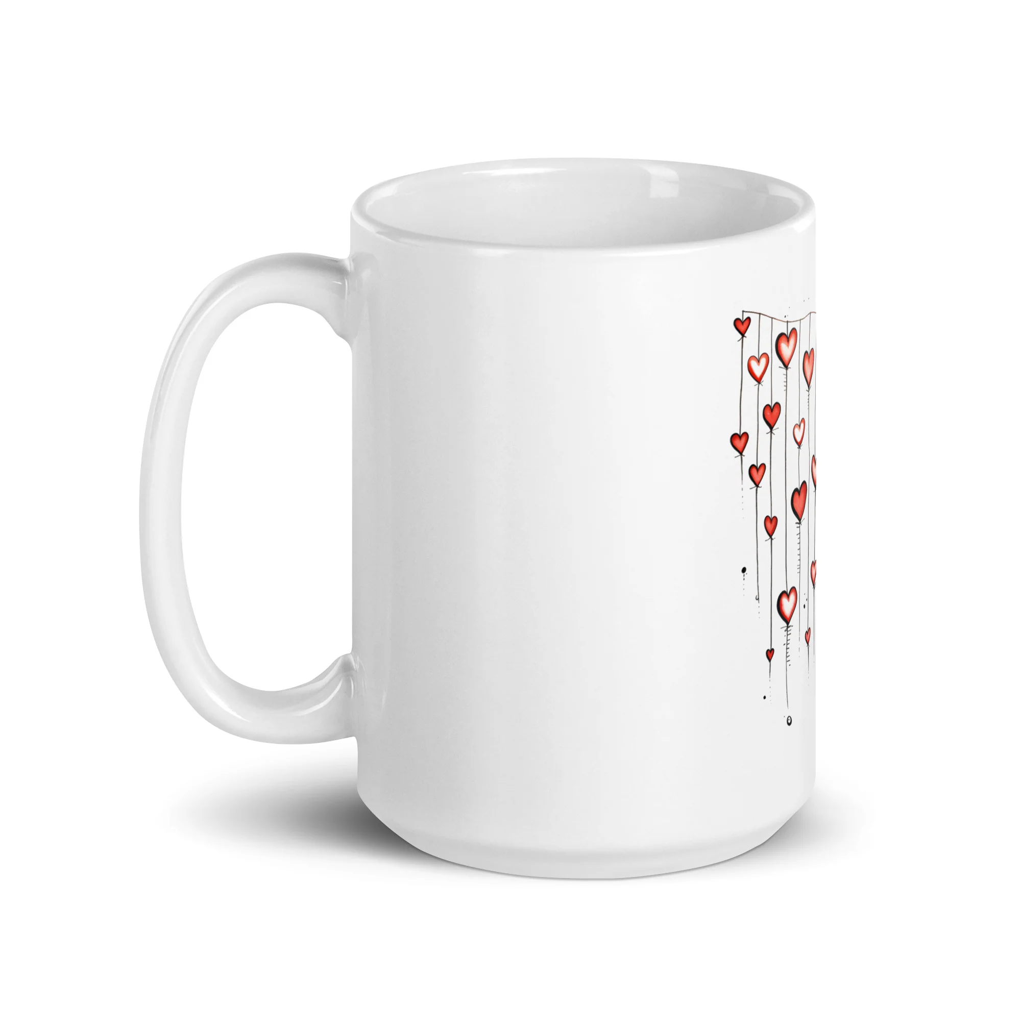 Hearts on a String: Love Airs Out White Mug - Image 5