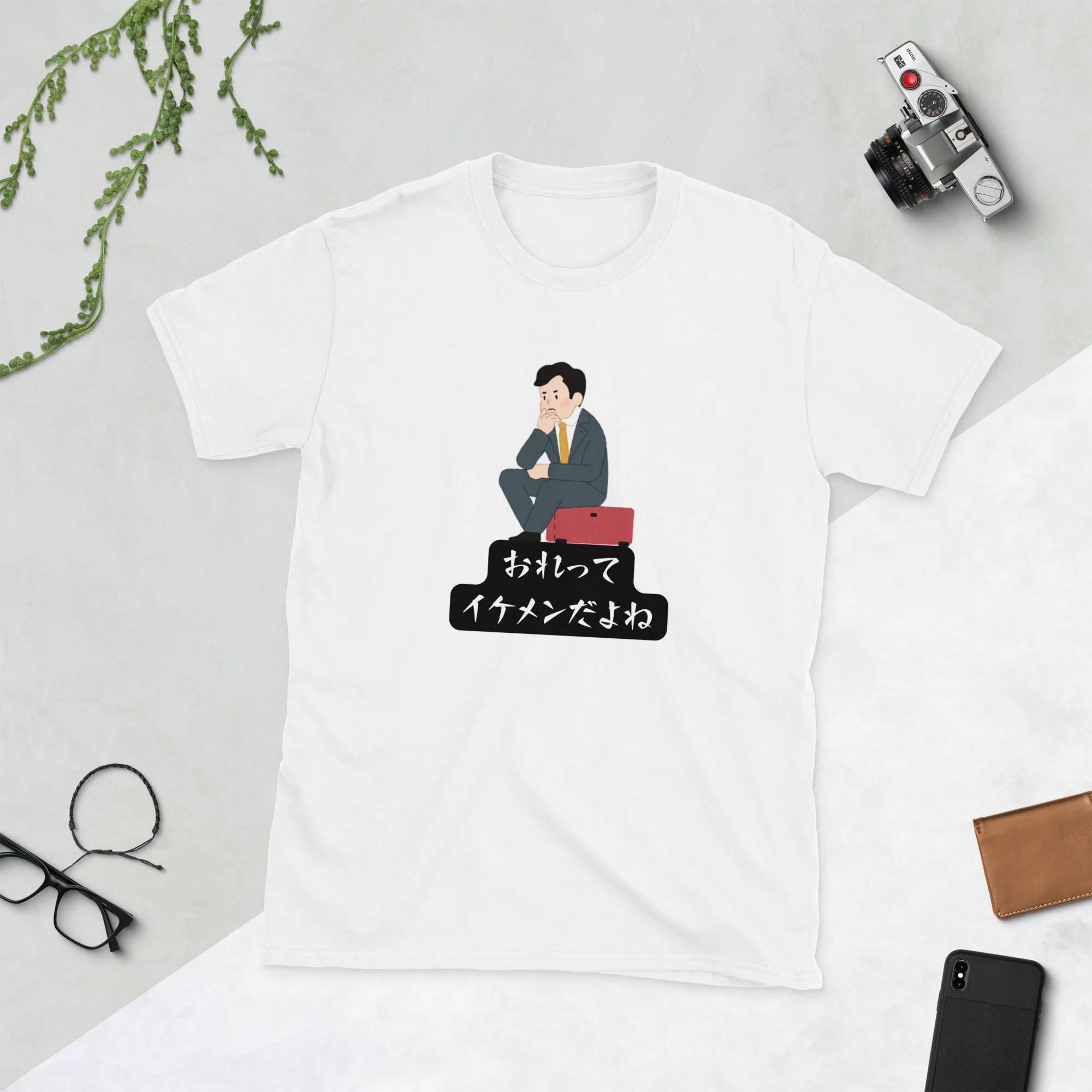 I'm handsome, right? in Japanese Short-Sleeve Unisex T-Shirt - Image 5