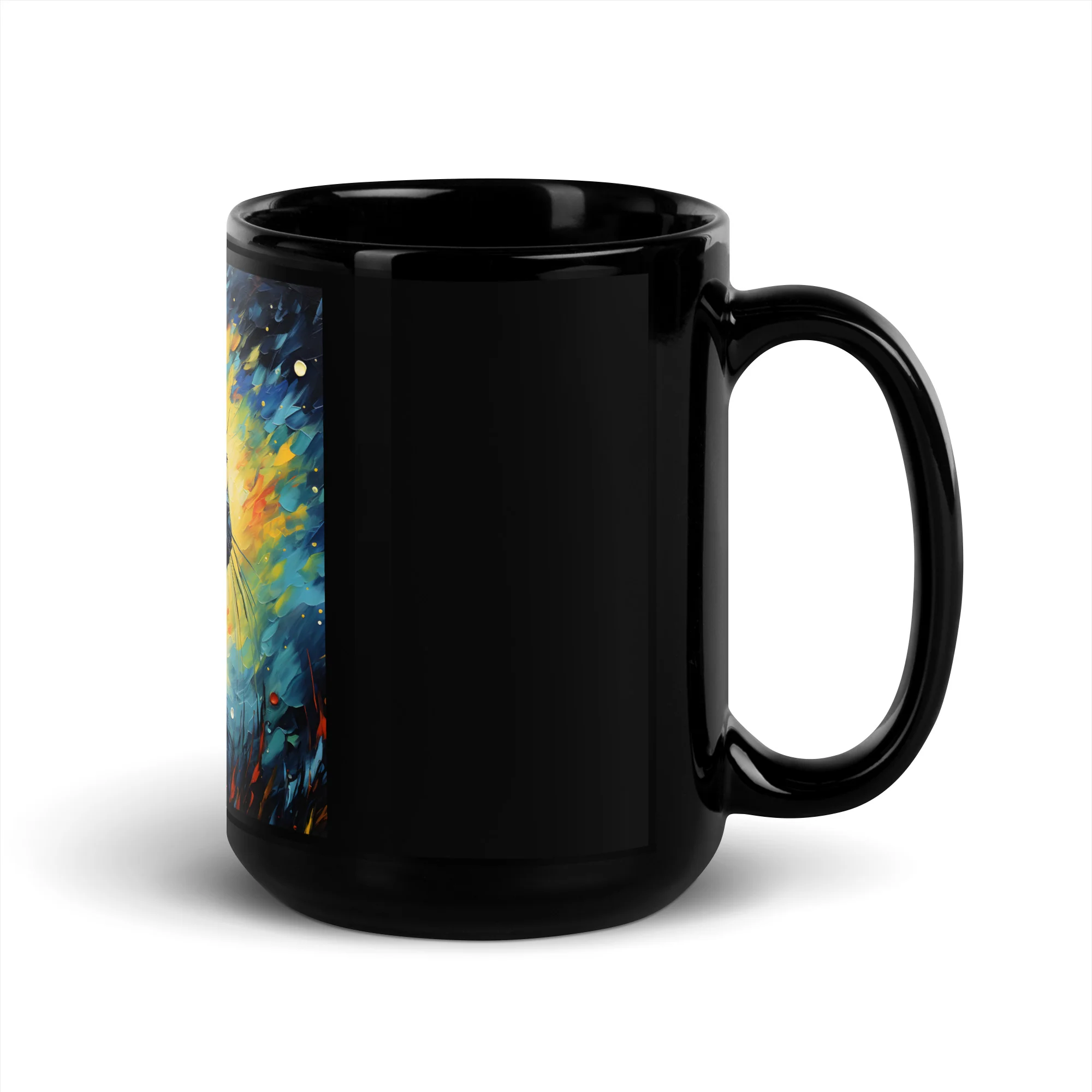 Impressionist Black Cat Night Black Mug - Image 5