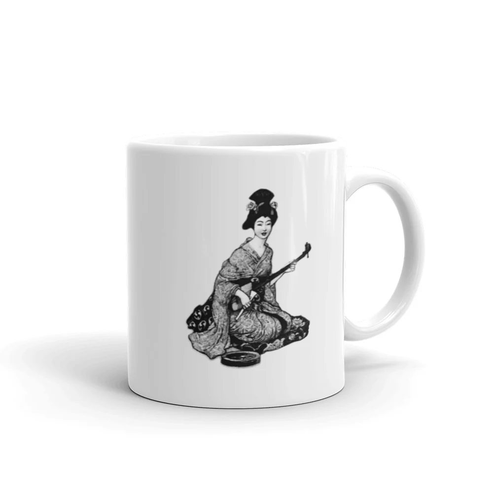 Japanese Beautiful Geisha Bijin Playing Shamisen Music Mug