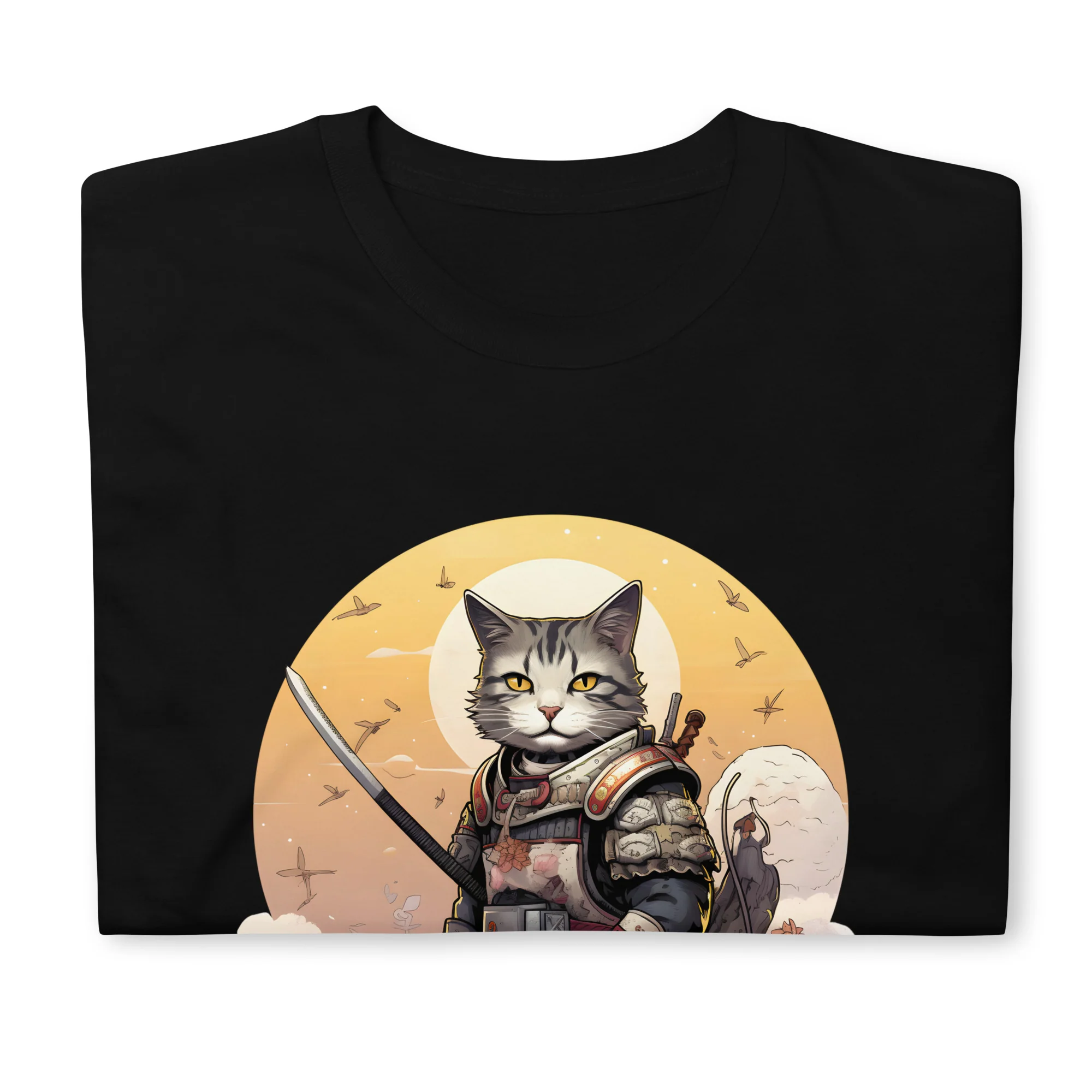 Japanese Samurai Cat Kawaii Manga Neko T-Shirt - Image 4