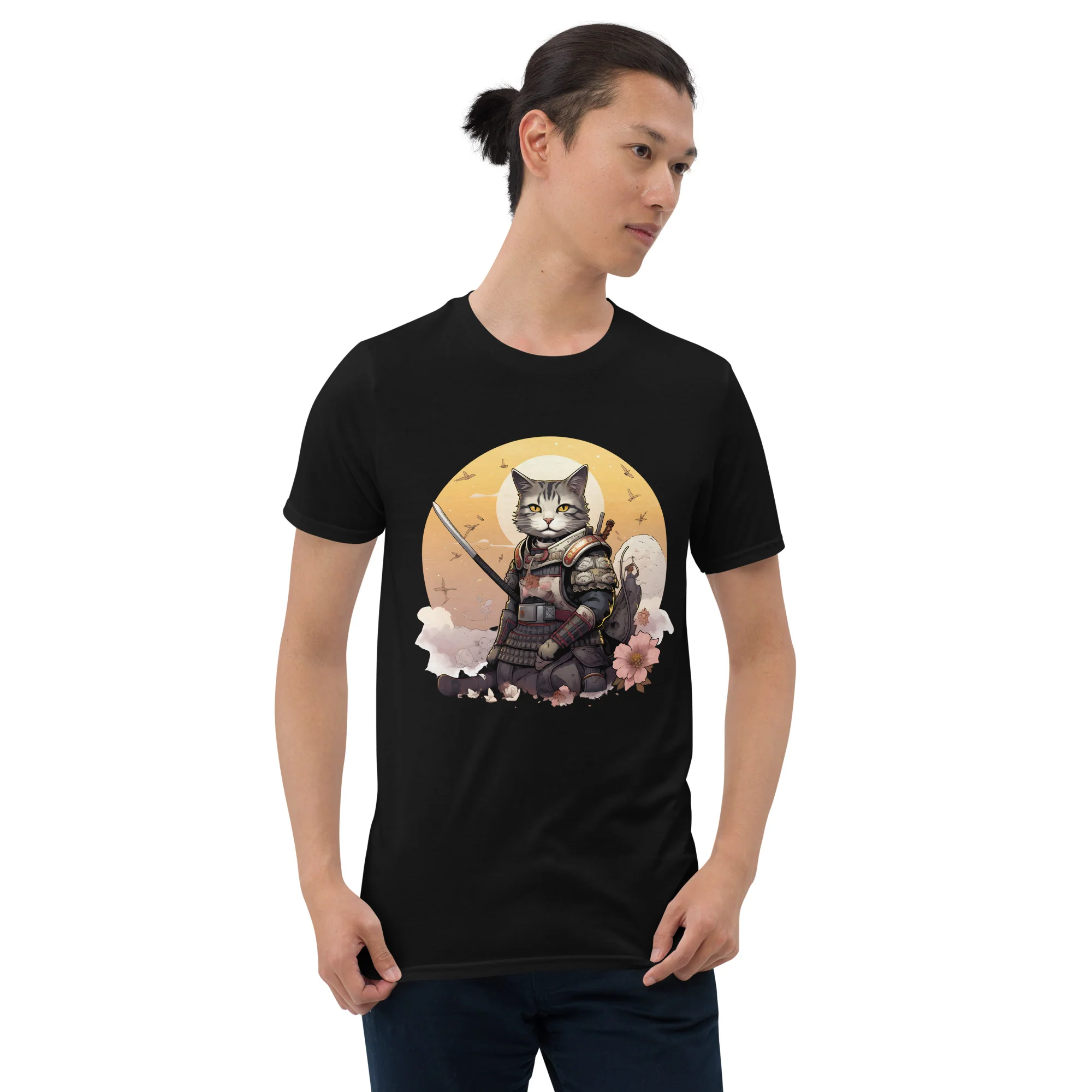 Japanese Samurai Cat Kawaii Manga Neko T-Shirt - Image 6