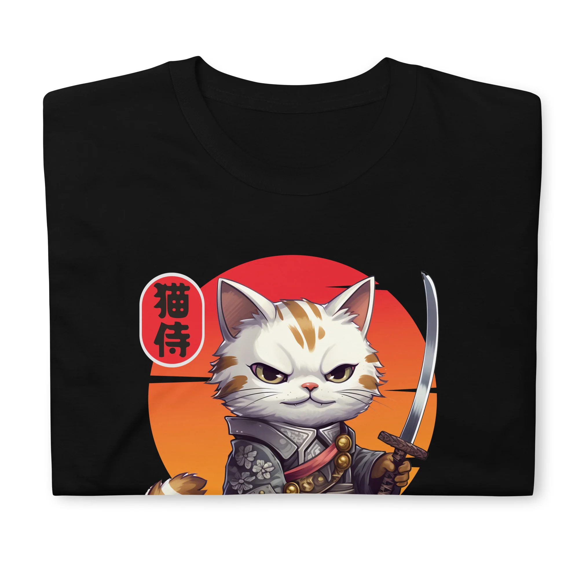 Japanese Samurai Cat Warrior T-Shirt - Image 2