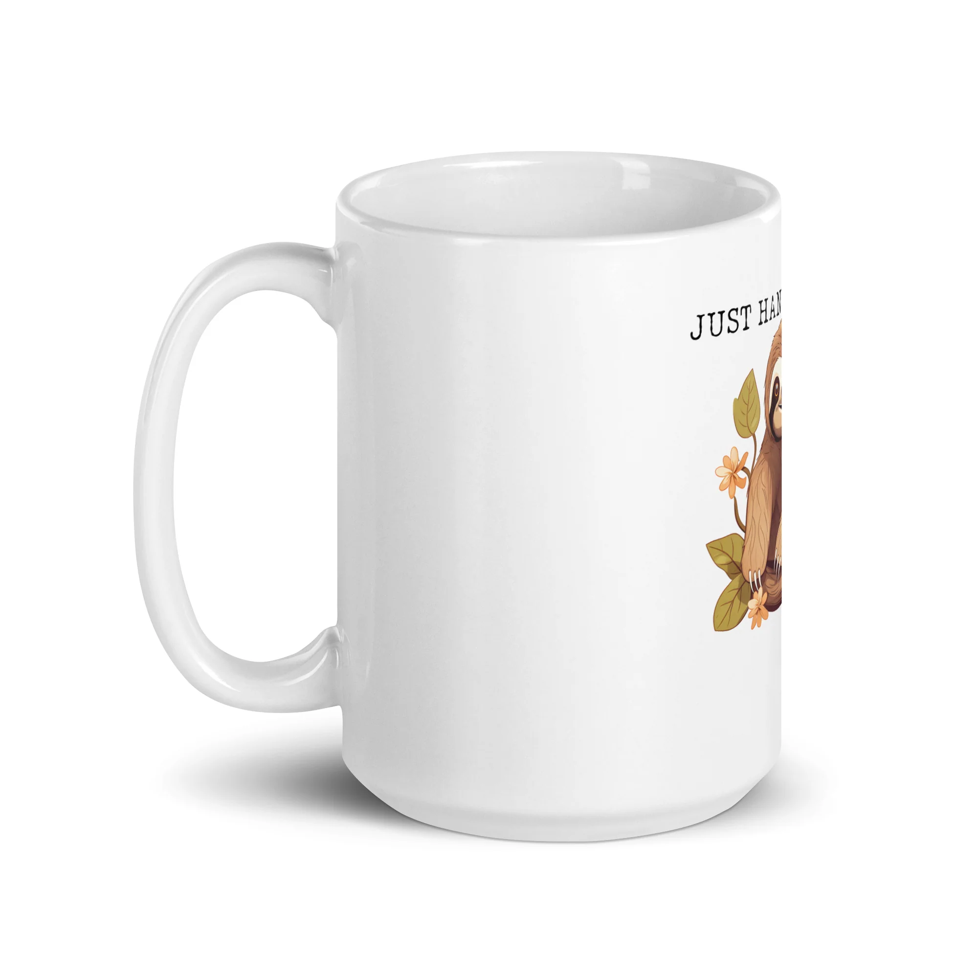 Just Hangin' Sloth: No Rush Vibes White Mug - Image 5