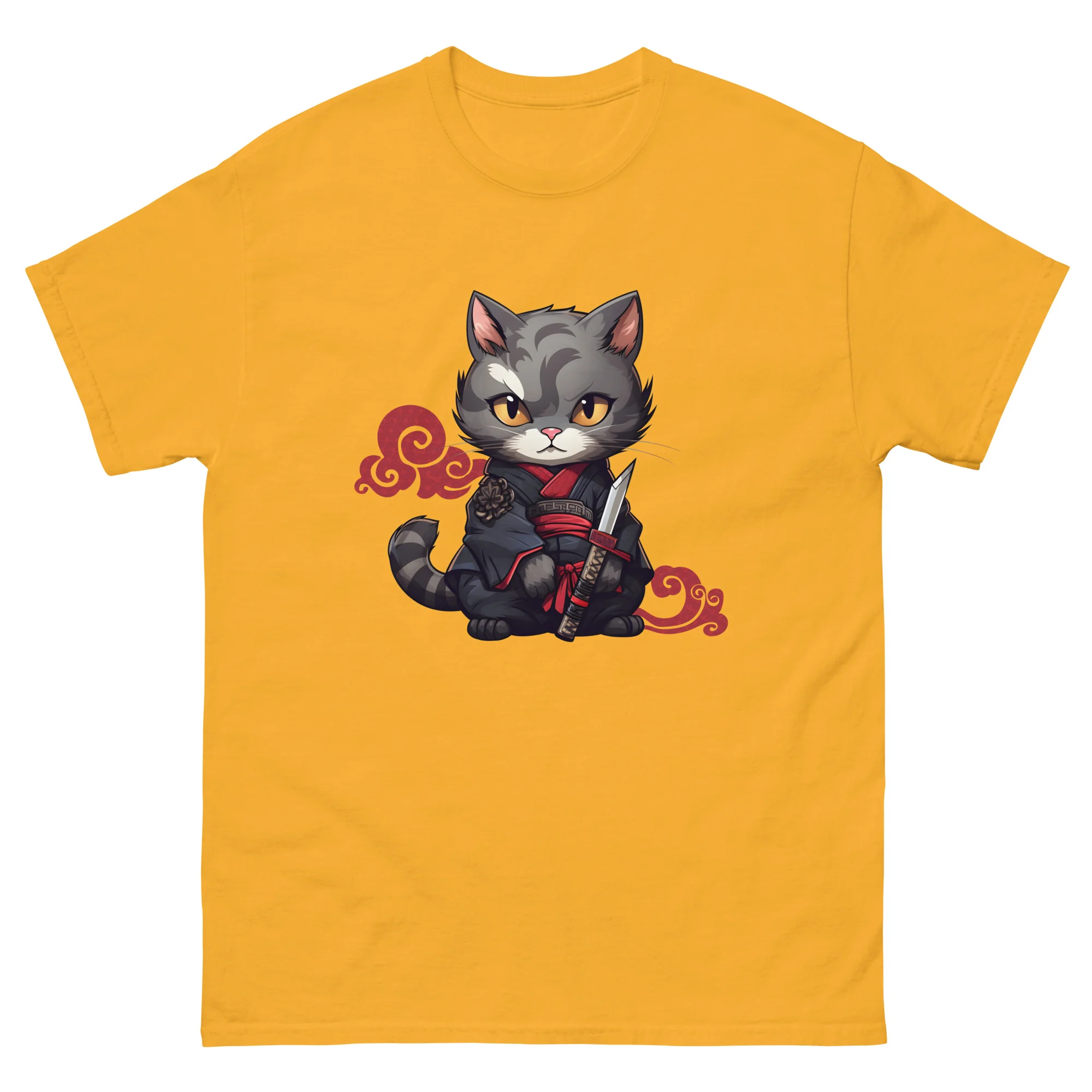 Katana Selfie: Warrior Cat's Photo Op T-Shirt - Image 11