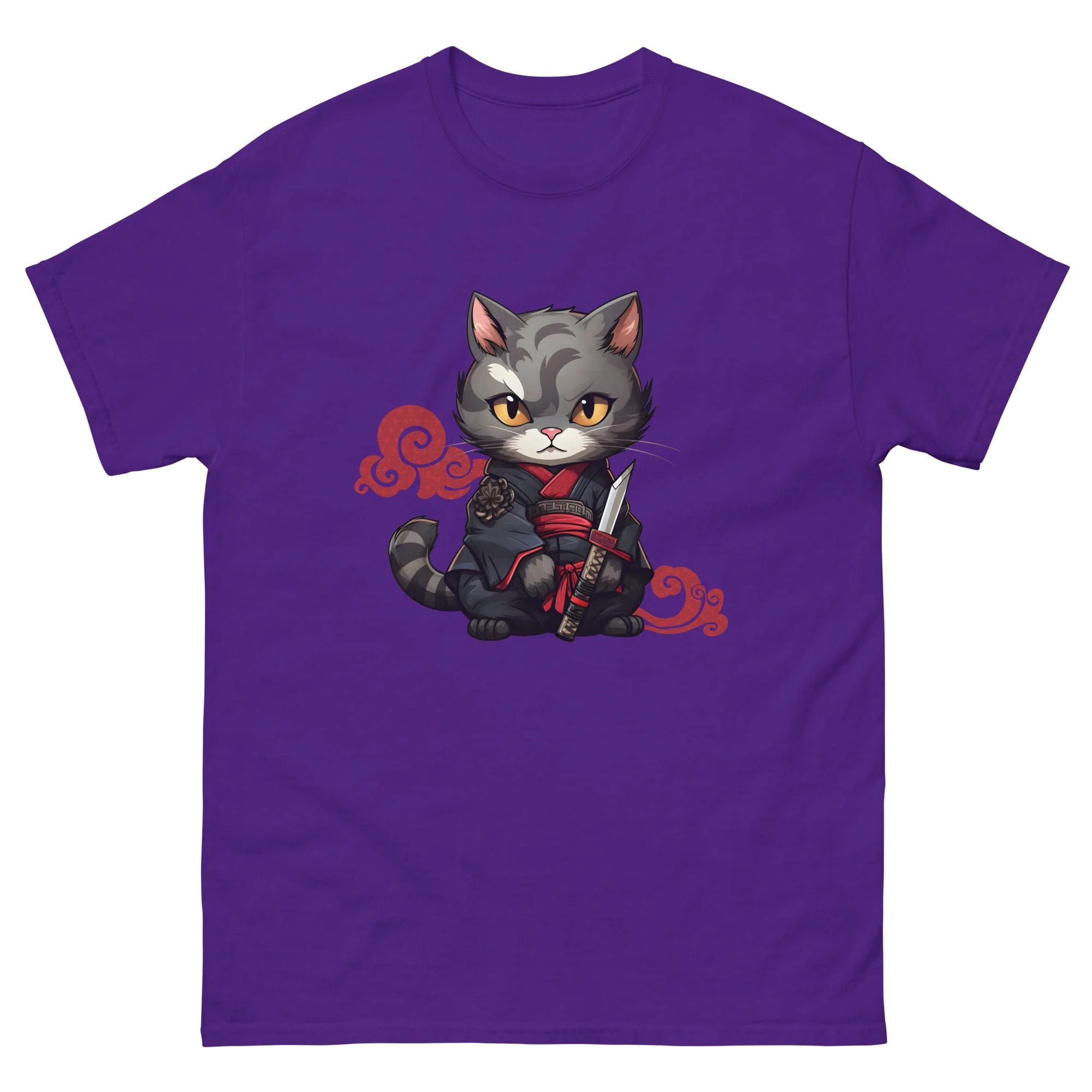 Katana Selfie: Warrior Cat's Photo Op T-Shirt - Image 4