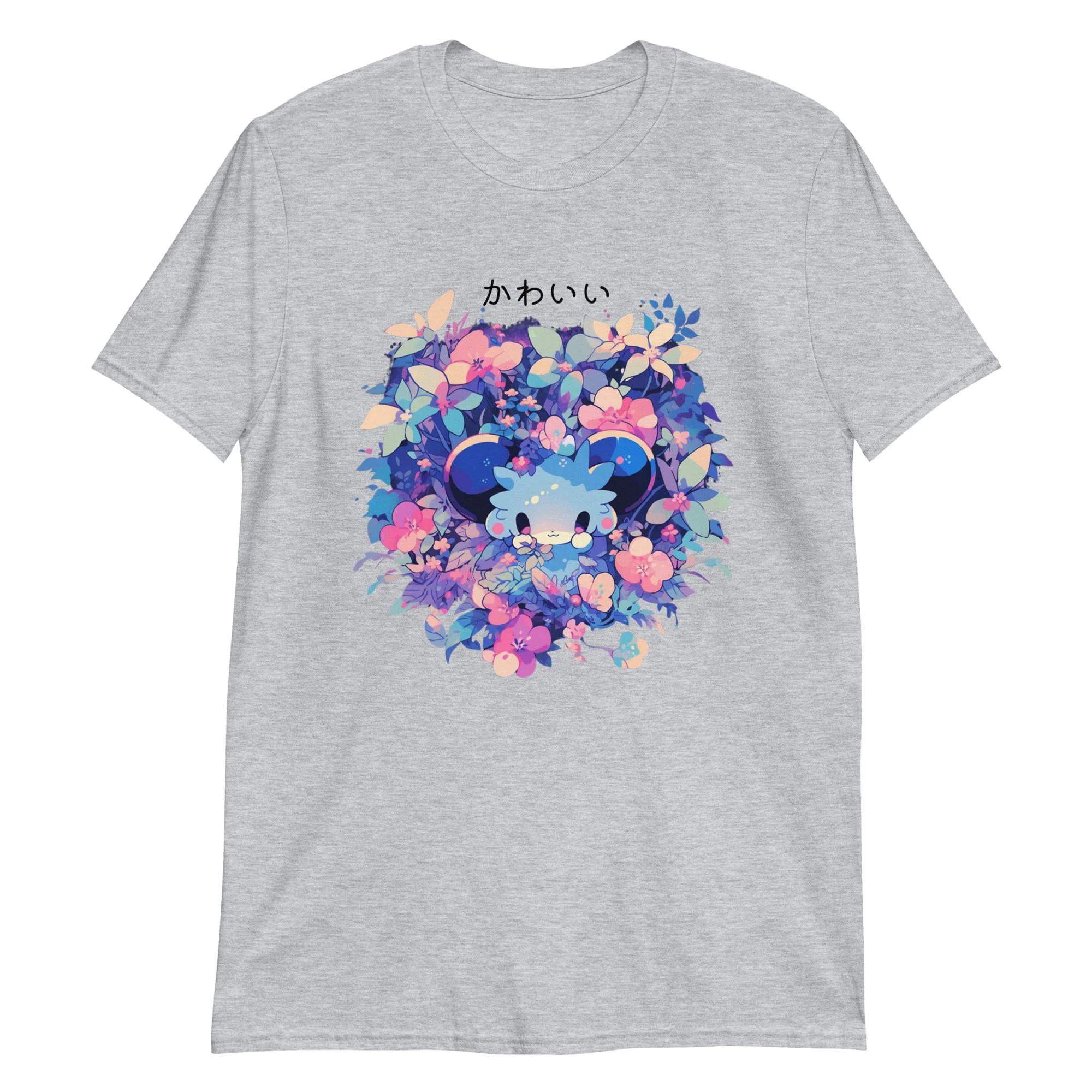 Kawaii Anime Mouse in Colorful Flowers T-Shirt - Image 4