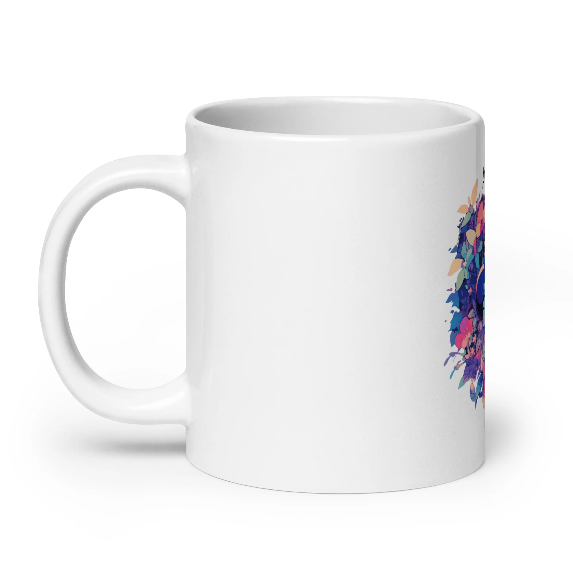 Kawaii Anime Mouse in Colorful Flowers White Mug - Image 5